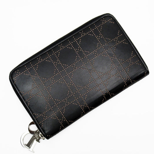 Christian Dior Organizer Cannage Leather Black x Light Pink Men's Women's t19165a