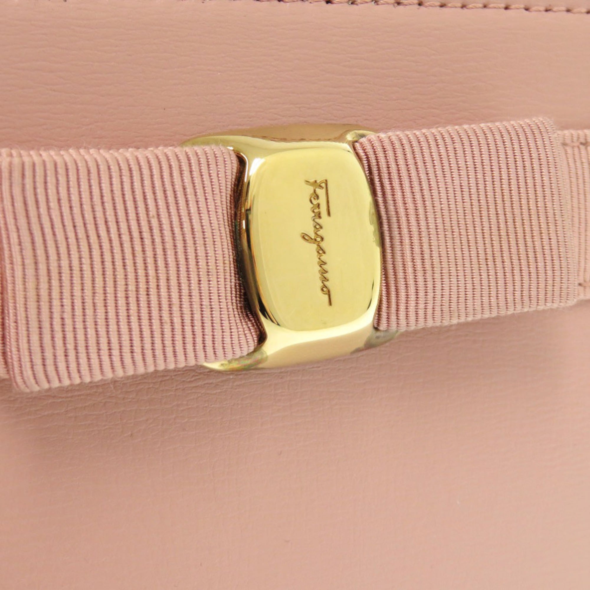 Excellent condition Salvatore Ferragamo 2-way Vara Ribbon leather pink shoulder bag 0588
