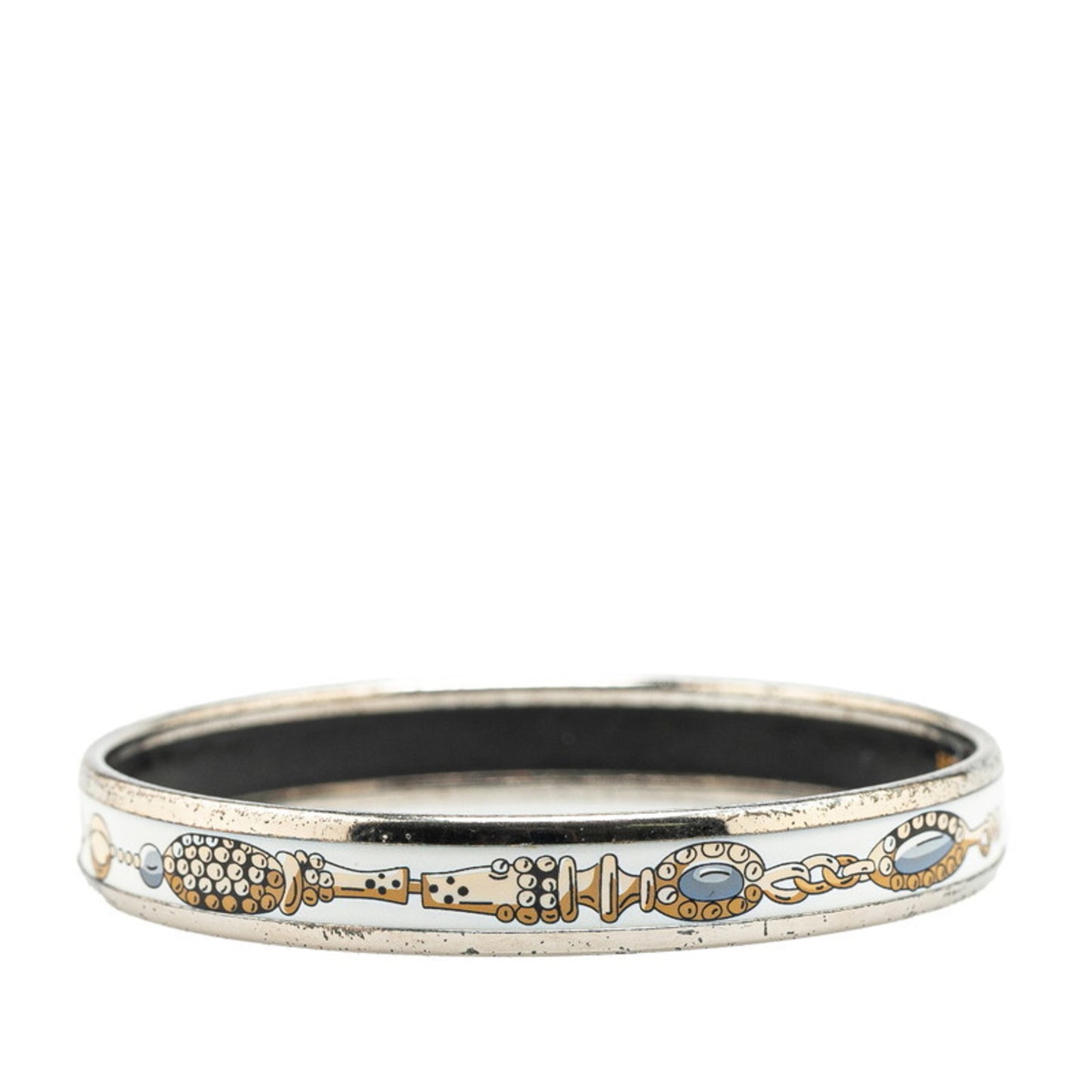 Hermes enamel bangle silver white multicolor metal women's HERMES