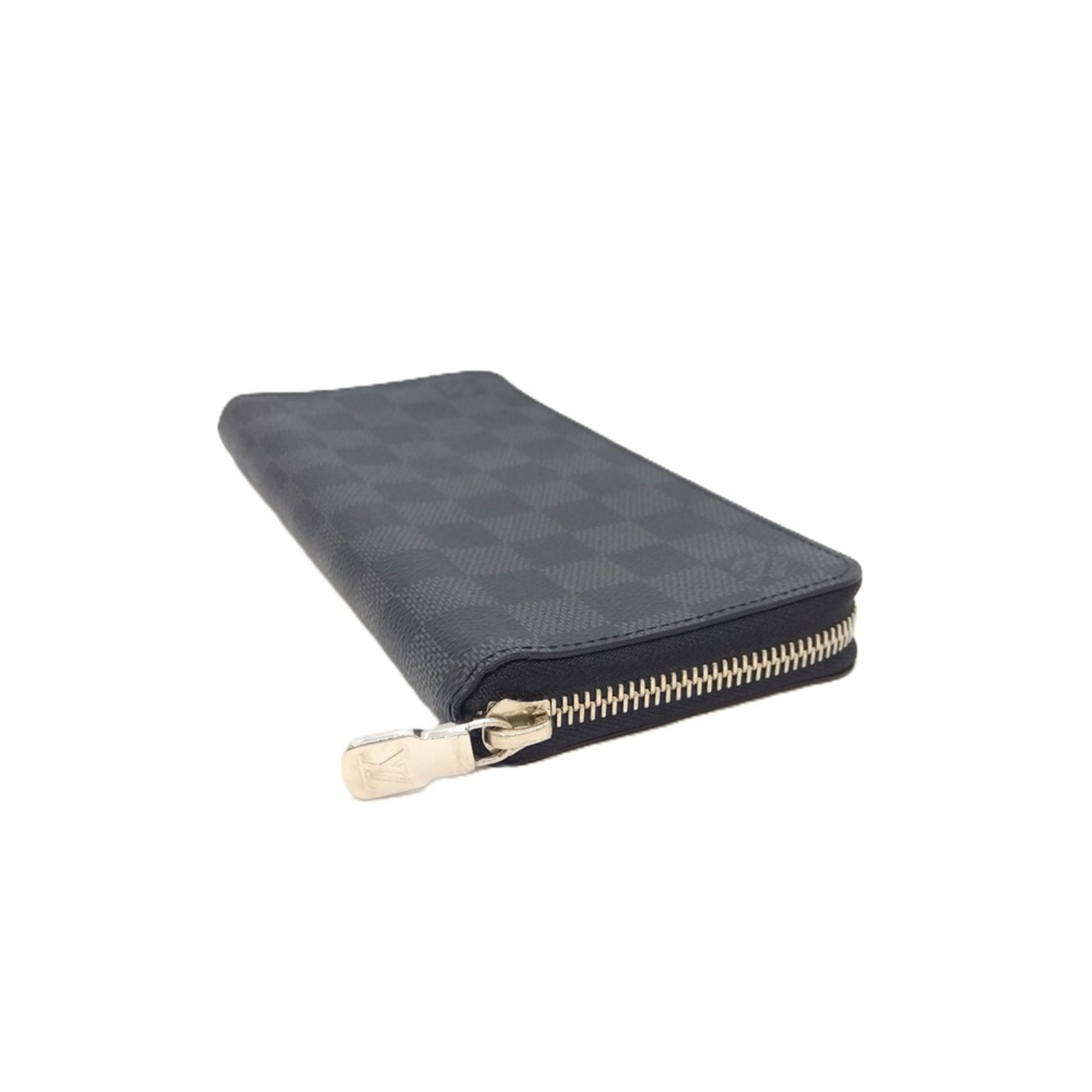 Louis Vuitton Zippy Wallet, Vertical, Round Zipper, Damier Graphite, N63095, Black, RFID, Men's