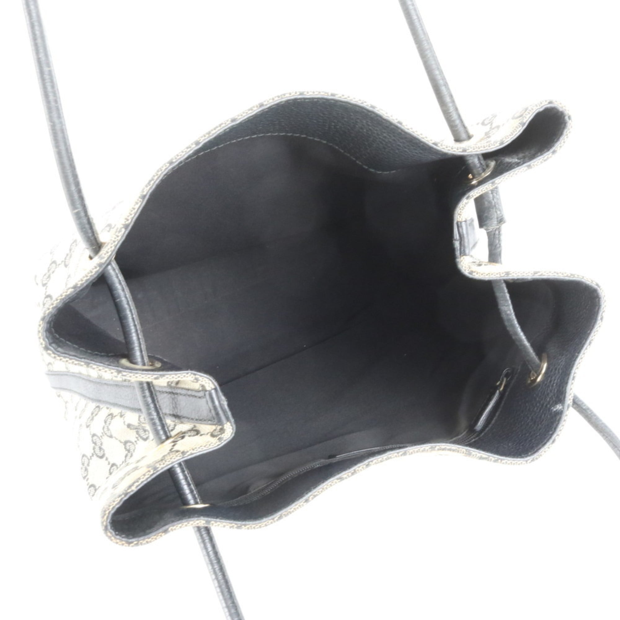 Gucci GG Canvas 257275 Leather Tote Bag Shoulder Handbag Black Women's