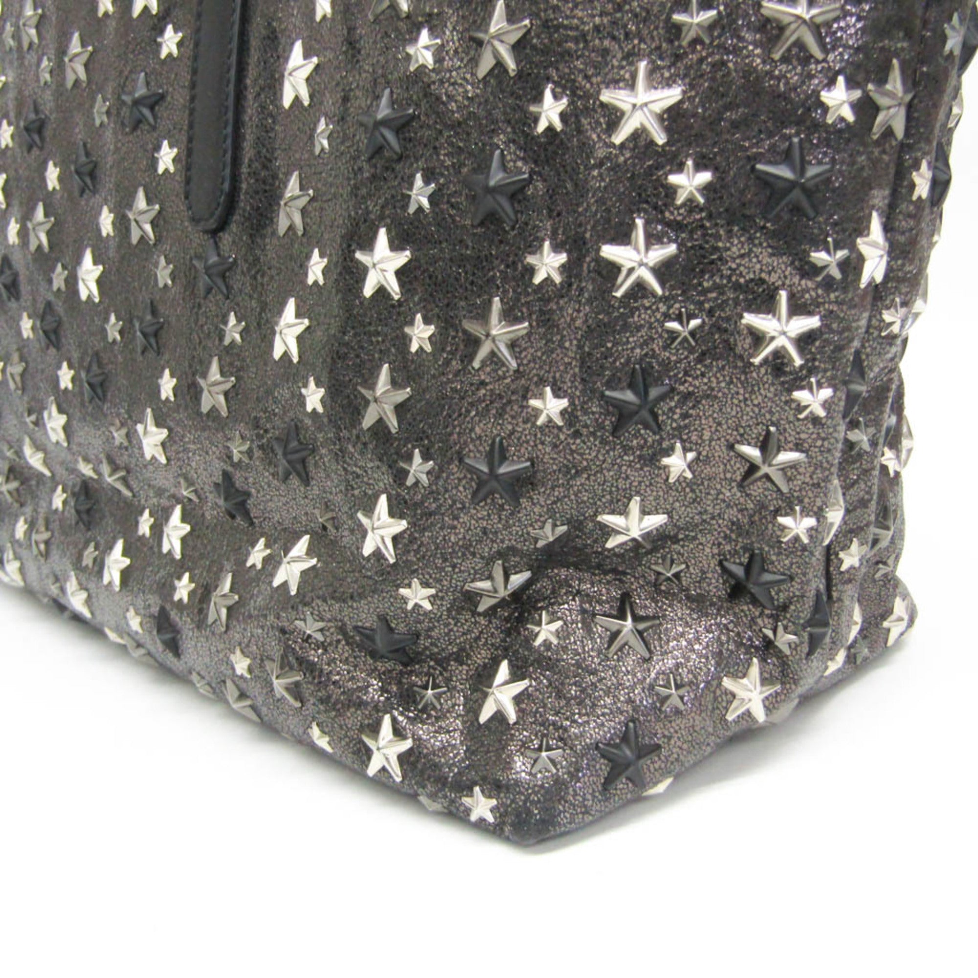 Jimmy Choo Pimlico Men,Women Leather Tote Bag Metallic Black