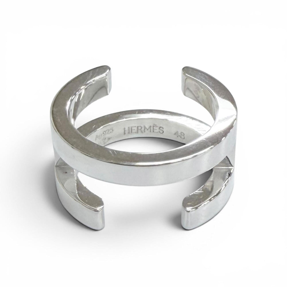 HERMES AG925 H symbol ring, silver, size 48, weight 6.9g, women's, very popular, highly recommended! — Like New