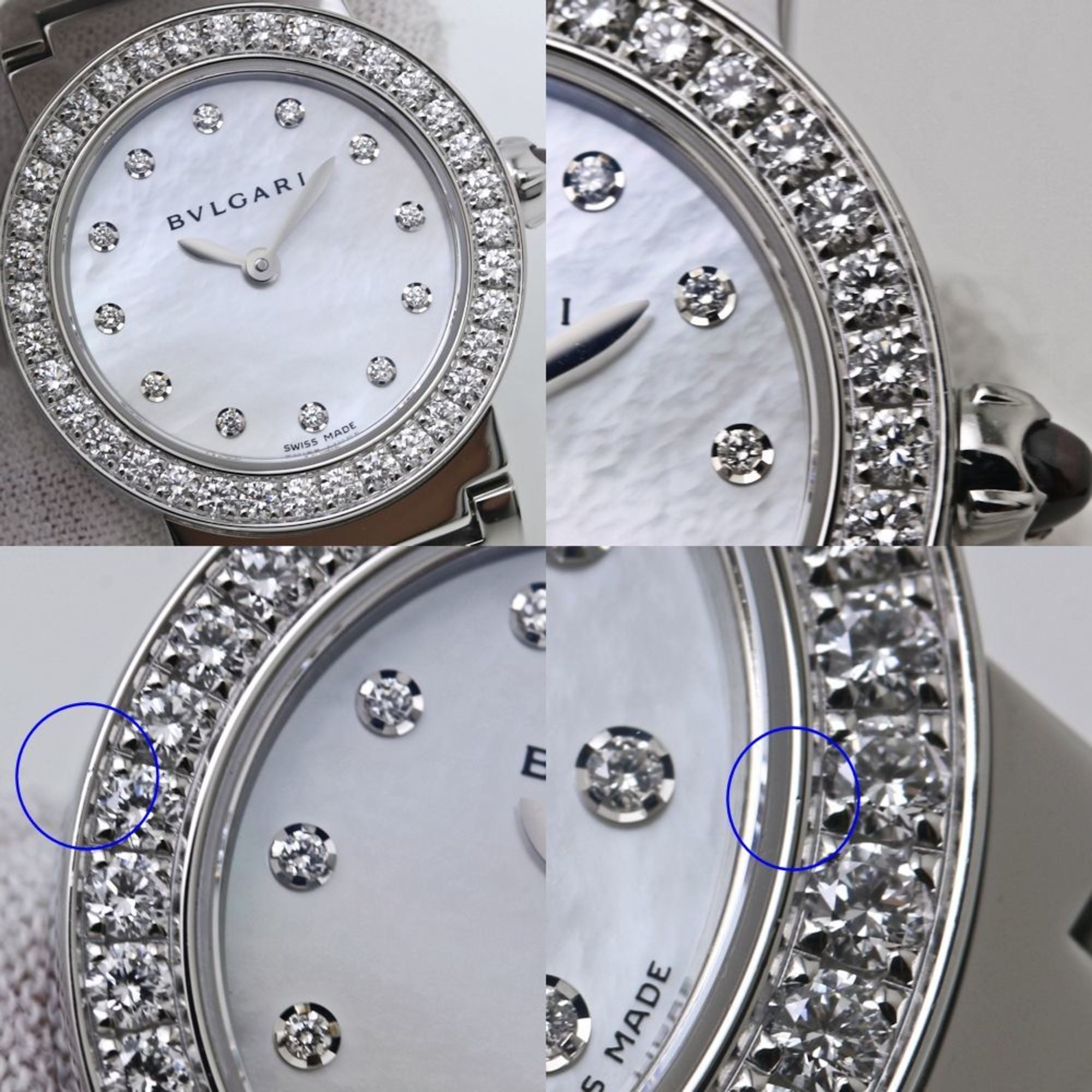 BVLGARI Women's Stainless Steel Watch with 12 Diamond Bezel (BBL26WSDS BBL26S 102374) 40086 — Very Good