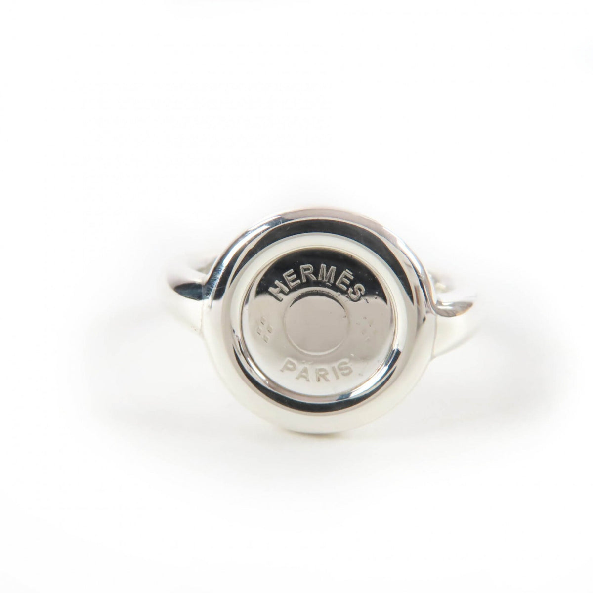 HERMES Vintage AG925 Sterling Silver Ring with Sellier Hardware, Size 49 (approximately equivalent to Japanese size), Weight: 5.4g, Women's — Like New