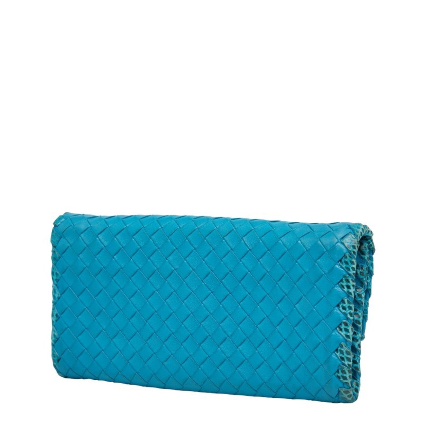 Bottega Veneta Intrecciato Long Wallet Blue Leather Women's BOTTEGAVENETA
