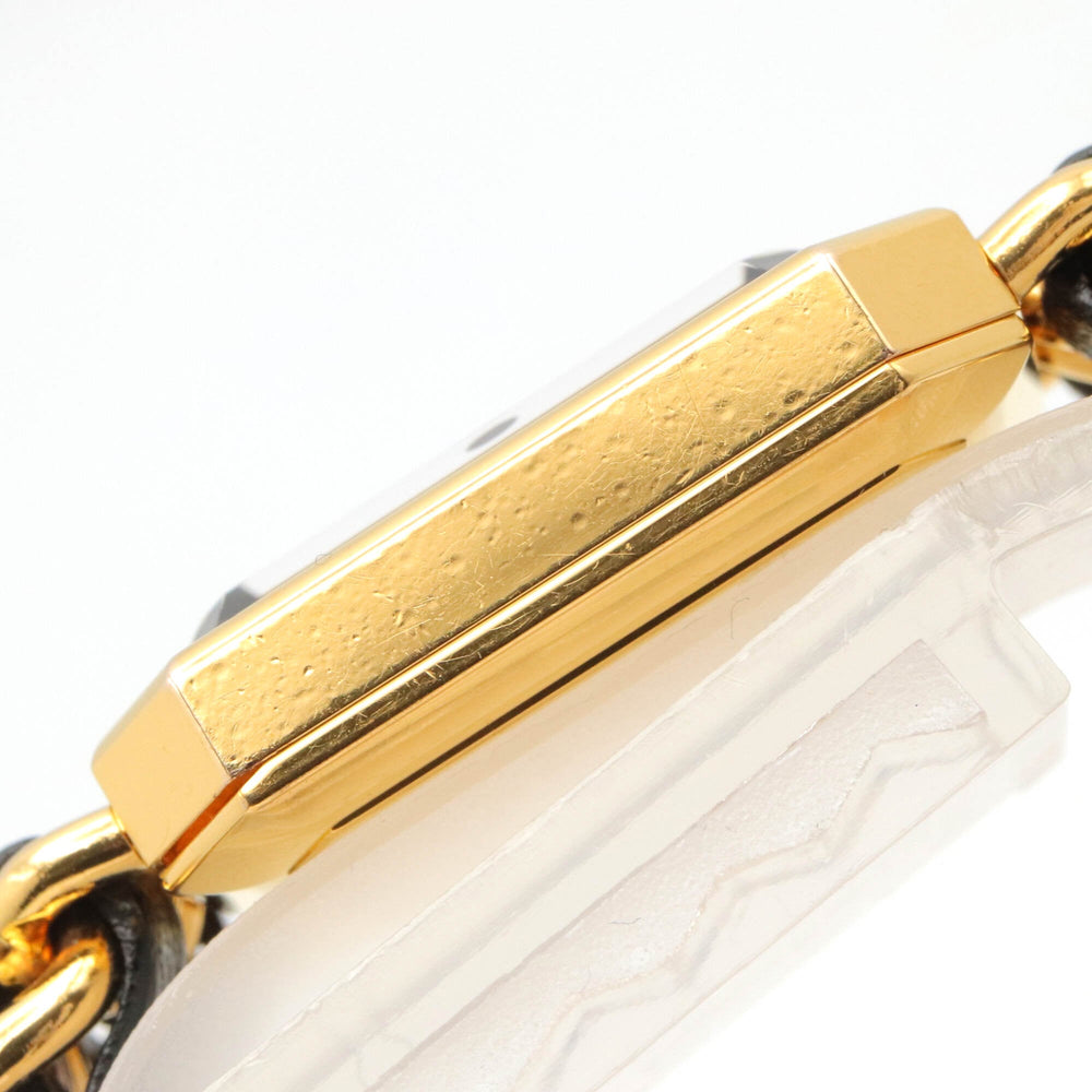 Chanel CHANEL Première S Watch, Gold Plated (GP), Leather Strap, Women's, Black, H0001 — Very Good