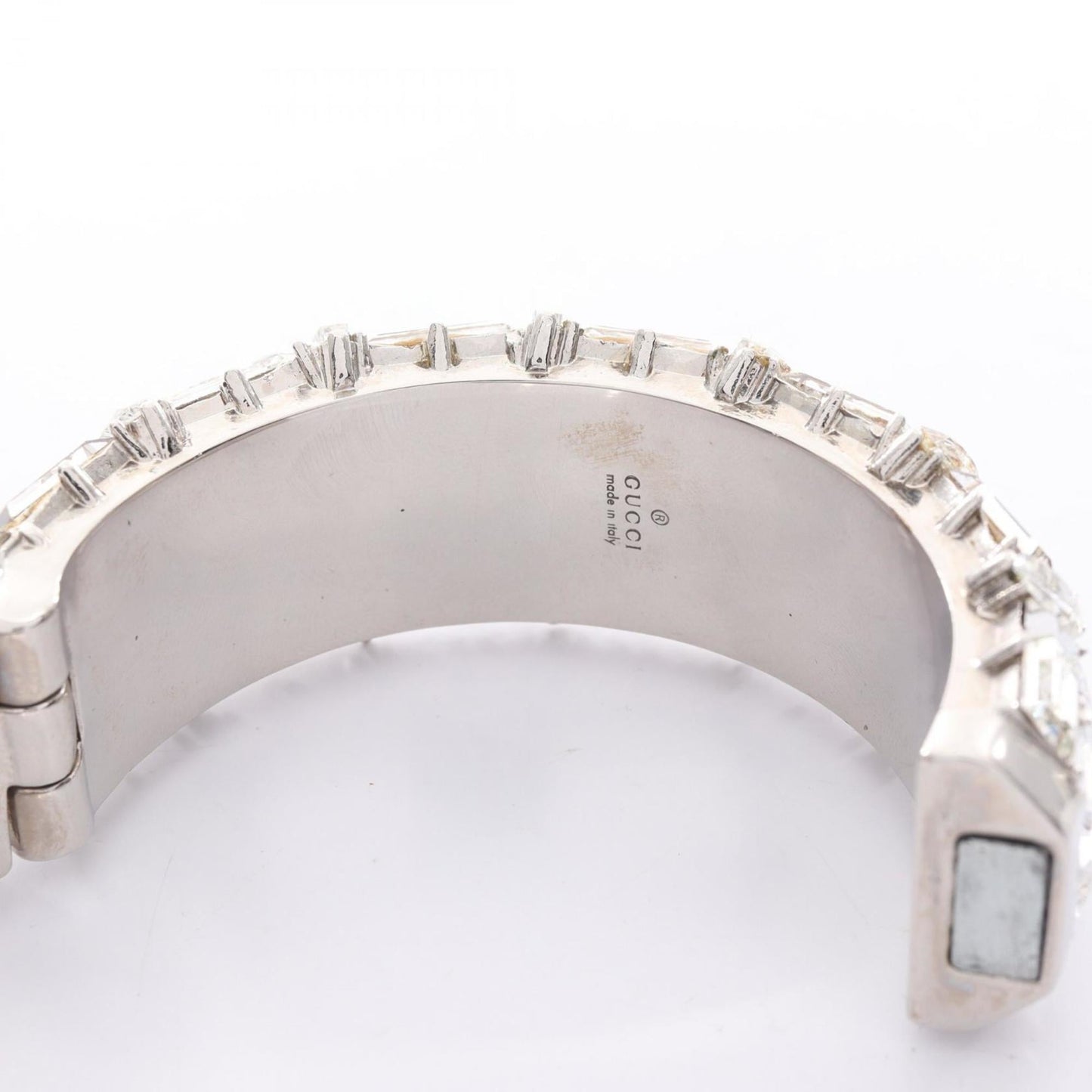 Gucci Crystal Bangle with Beads, Stainless Steel, Clear and Silver