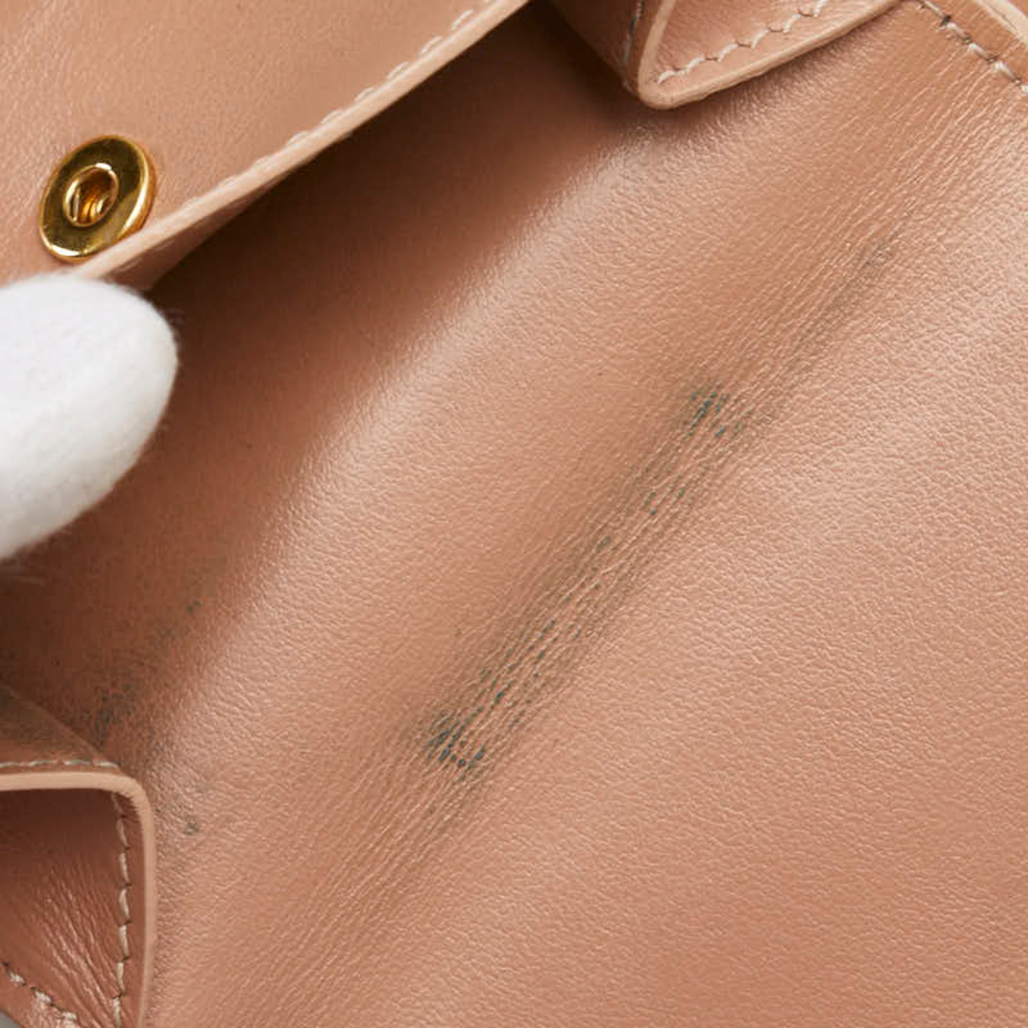 Celine Small Trifold Wallet, Beige Leather, Women's