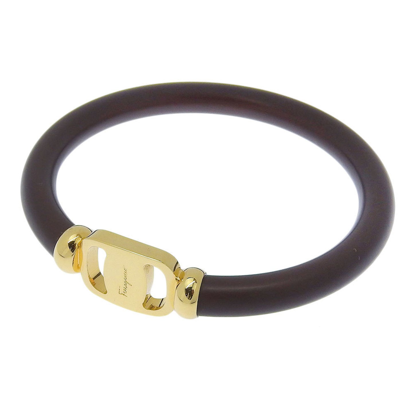 Salvatore Ferragamo Vara Bangle GP Leather Brown