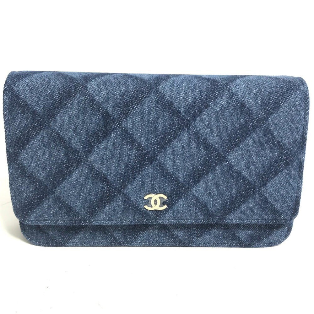 CHANEL AP0250 Long Wallet Chain Bag Matelasse Shoulder Denim Women's Blue — New - Store Return