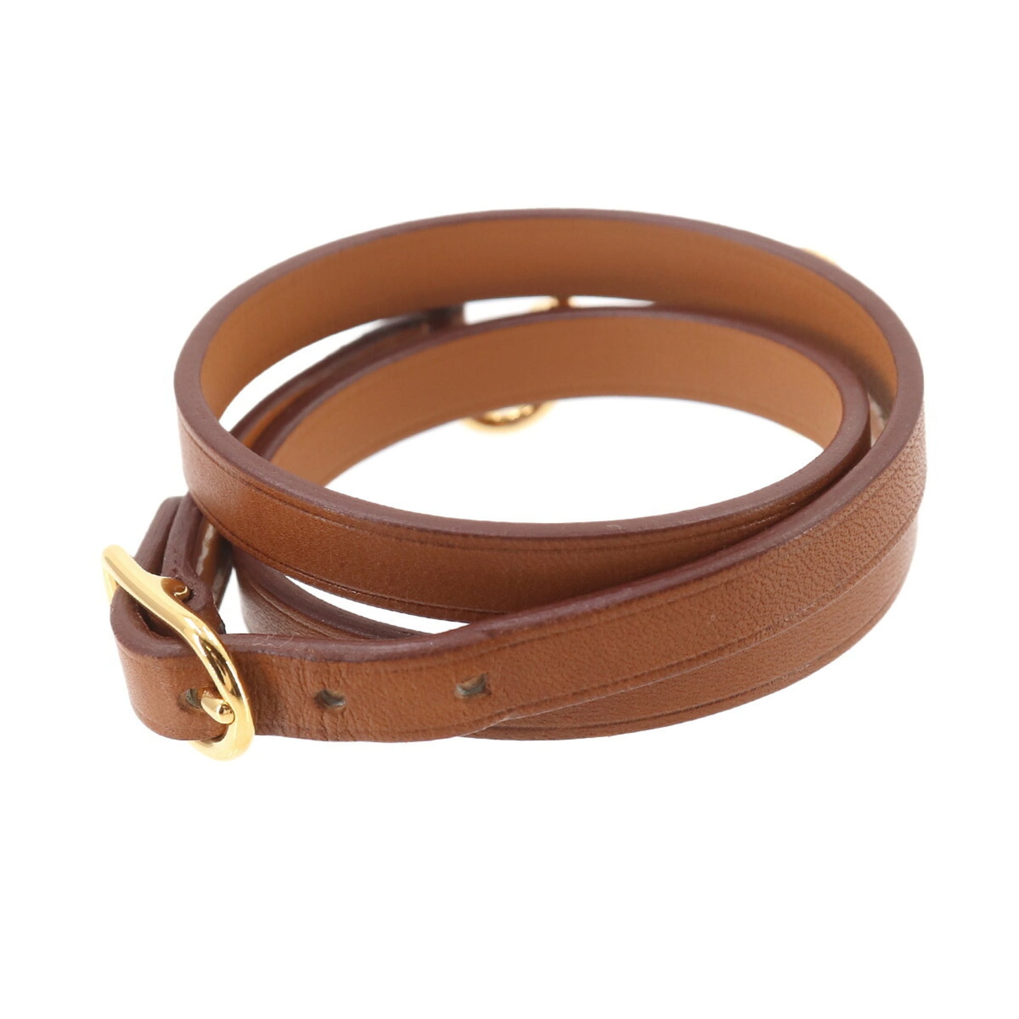 Hermes Triple Tour Bracelet, Leather, Brown, T1 Y Stamp, Gold Hardware — New - Store Return