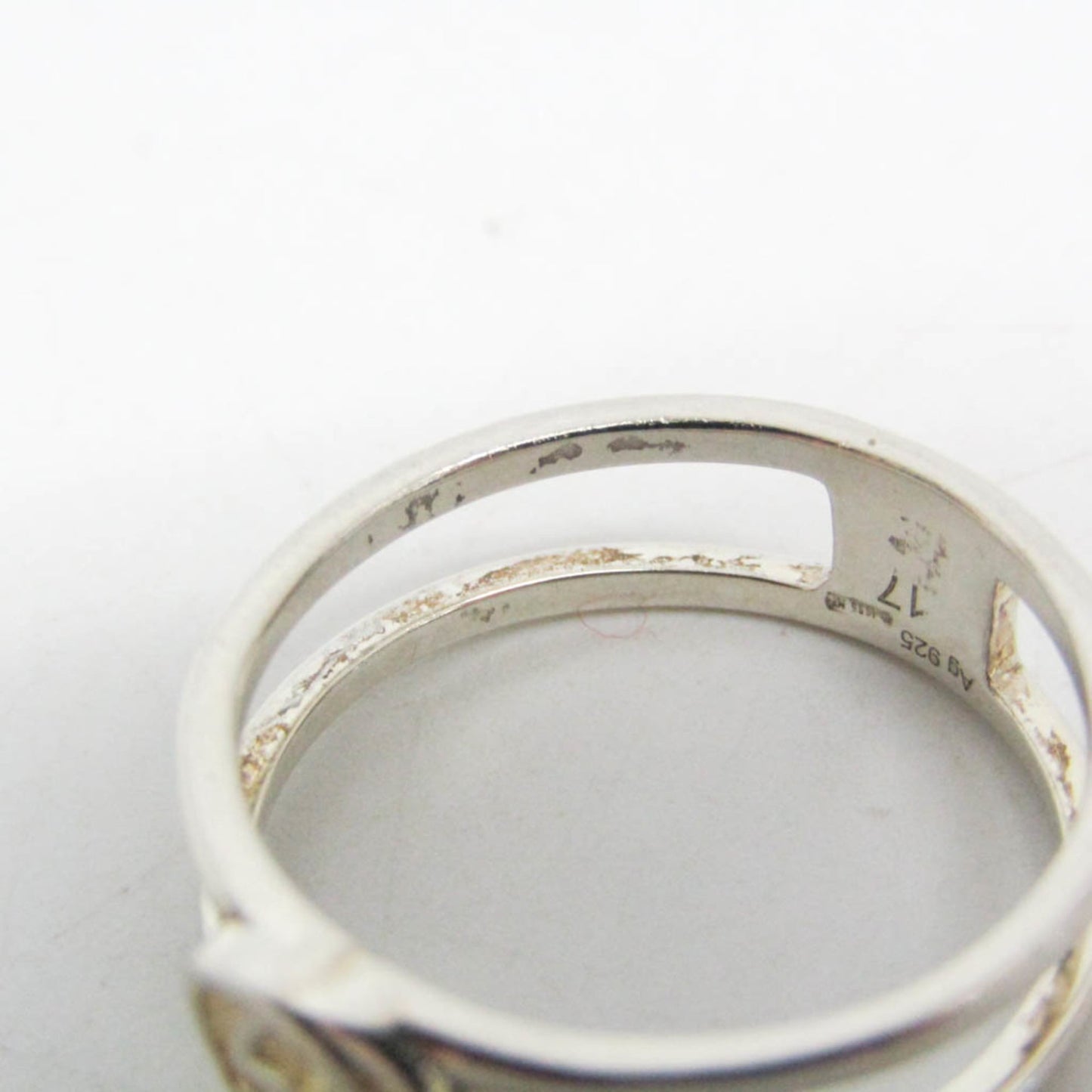 Gucci Interlocking G Thin Open Band 298036 J8400 8106 Silver 925 Fashion Band Ring Silver