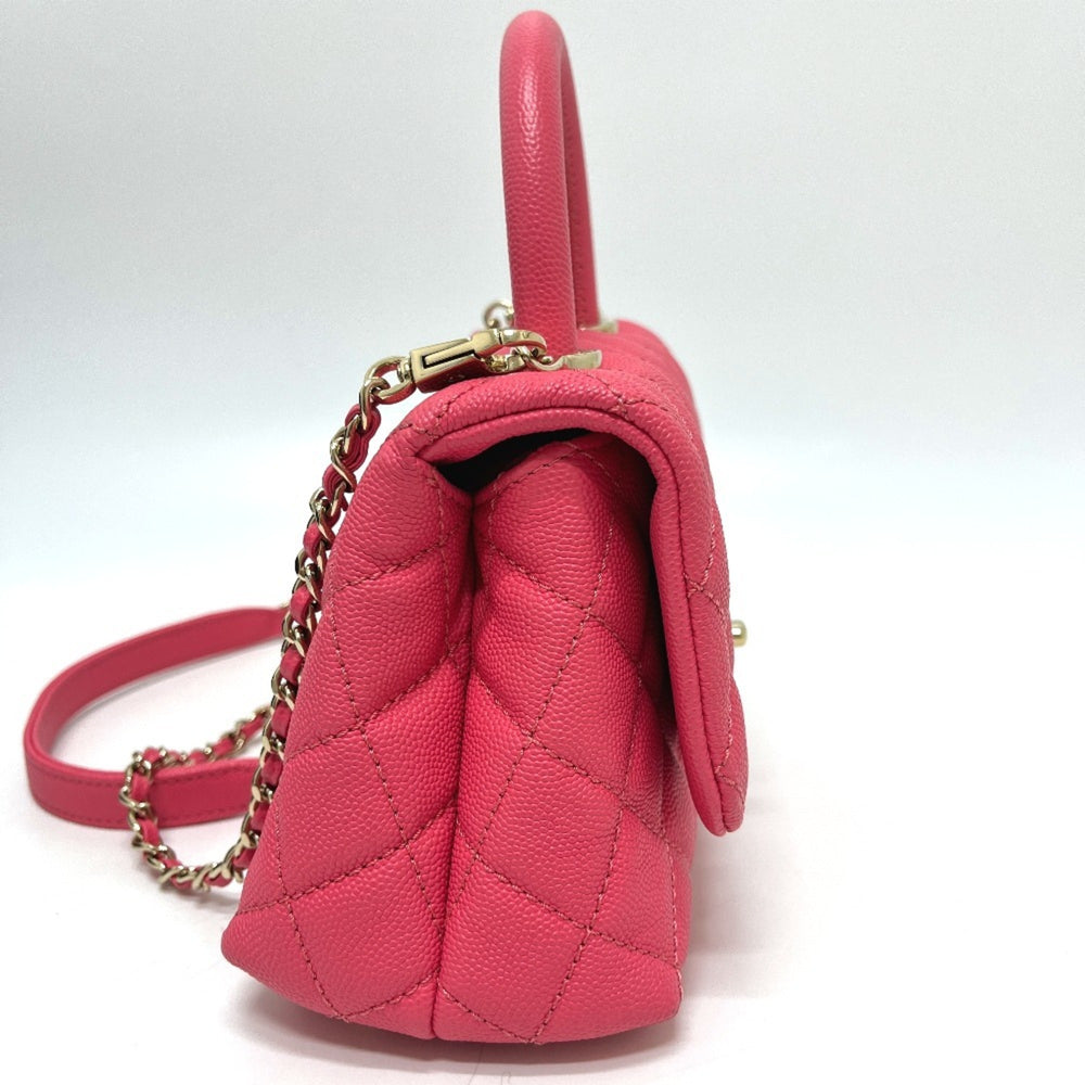 CHANEL AS2215 Coco Handle XXS/Coco 19 2-Way Handbag, Caviar Skin, Coral Pink, Like New — Like New