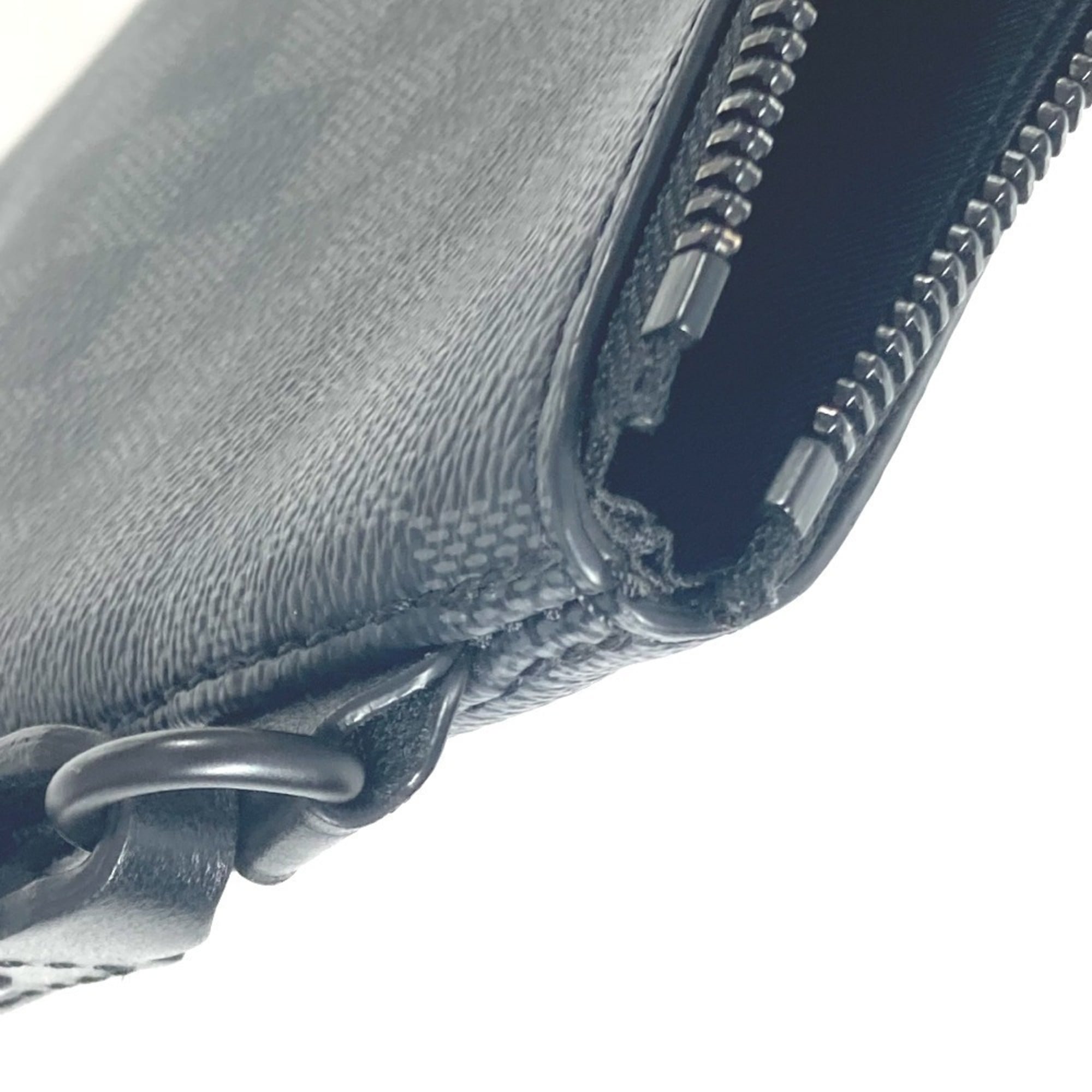 LOUIS VUITTON N40505 Damier Graphite Take-Off Pouch Bag Second Clutch with Strap Canvas Men's Women's Black — Like New