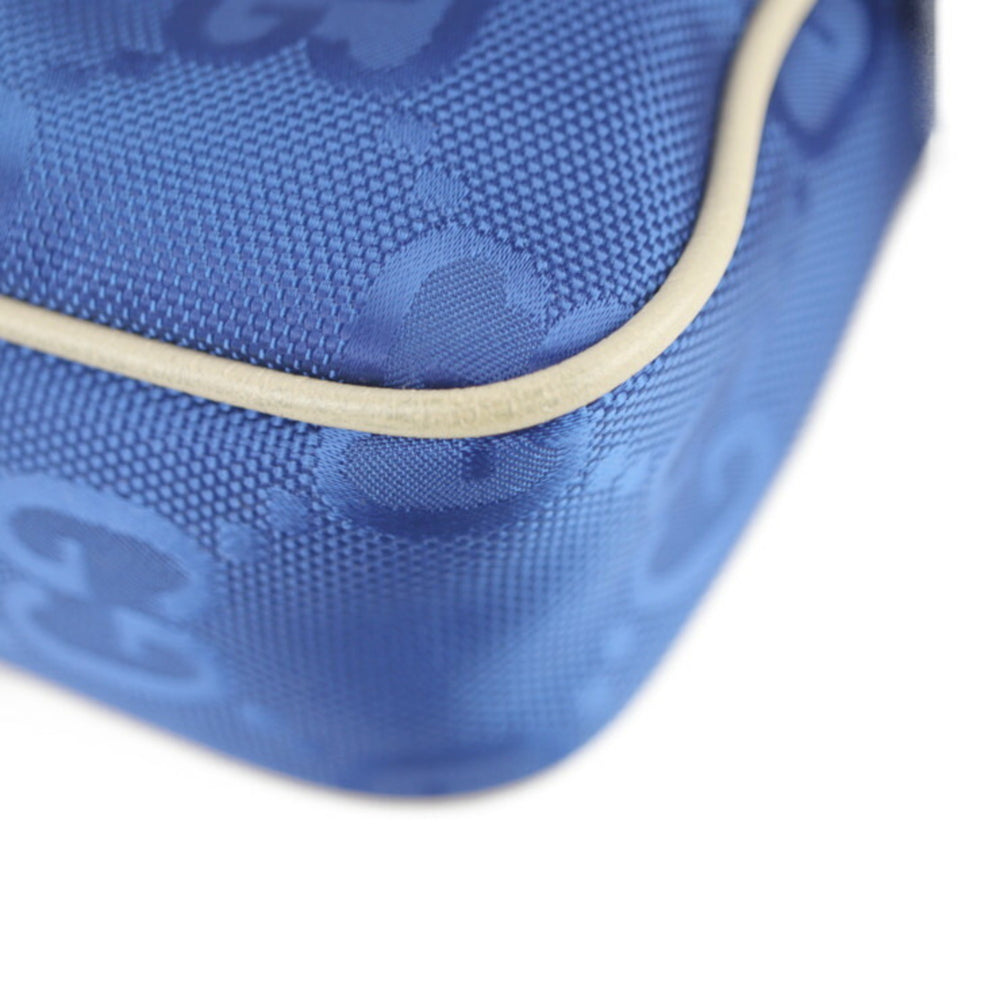 GUCCI Gucci Off The Grid Belt Bag Body 631341 Nylon Leather Blue Beige Pouch Waist One Shoulder Japan Limited — Like New