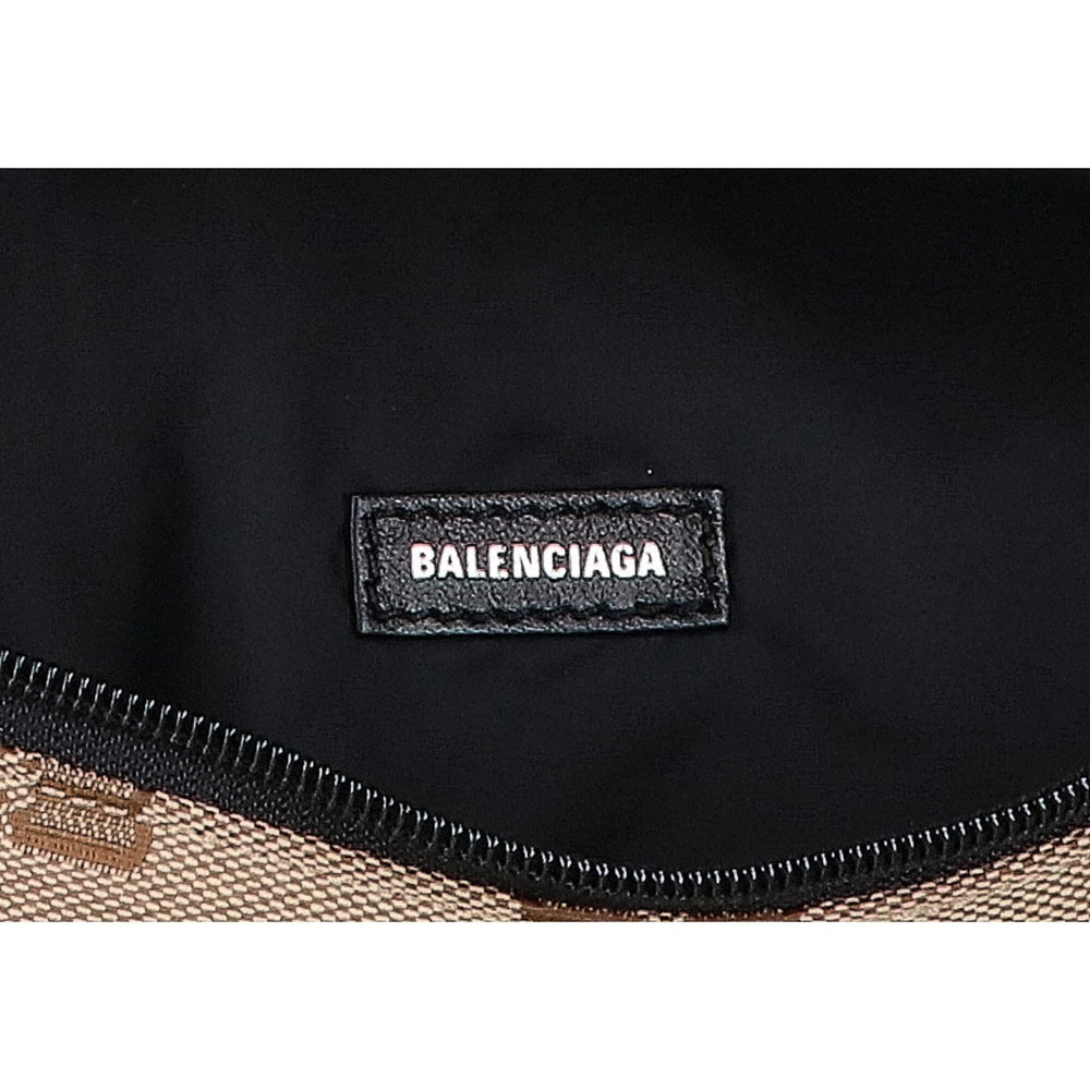 BALENCIAGA 713042 BB Monogram Jacquard Belt Bum Bag Waist Beige Men's — Like New