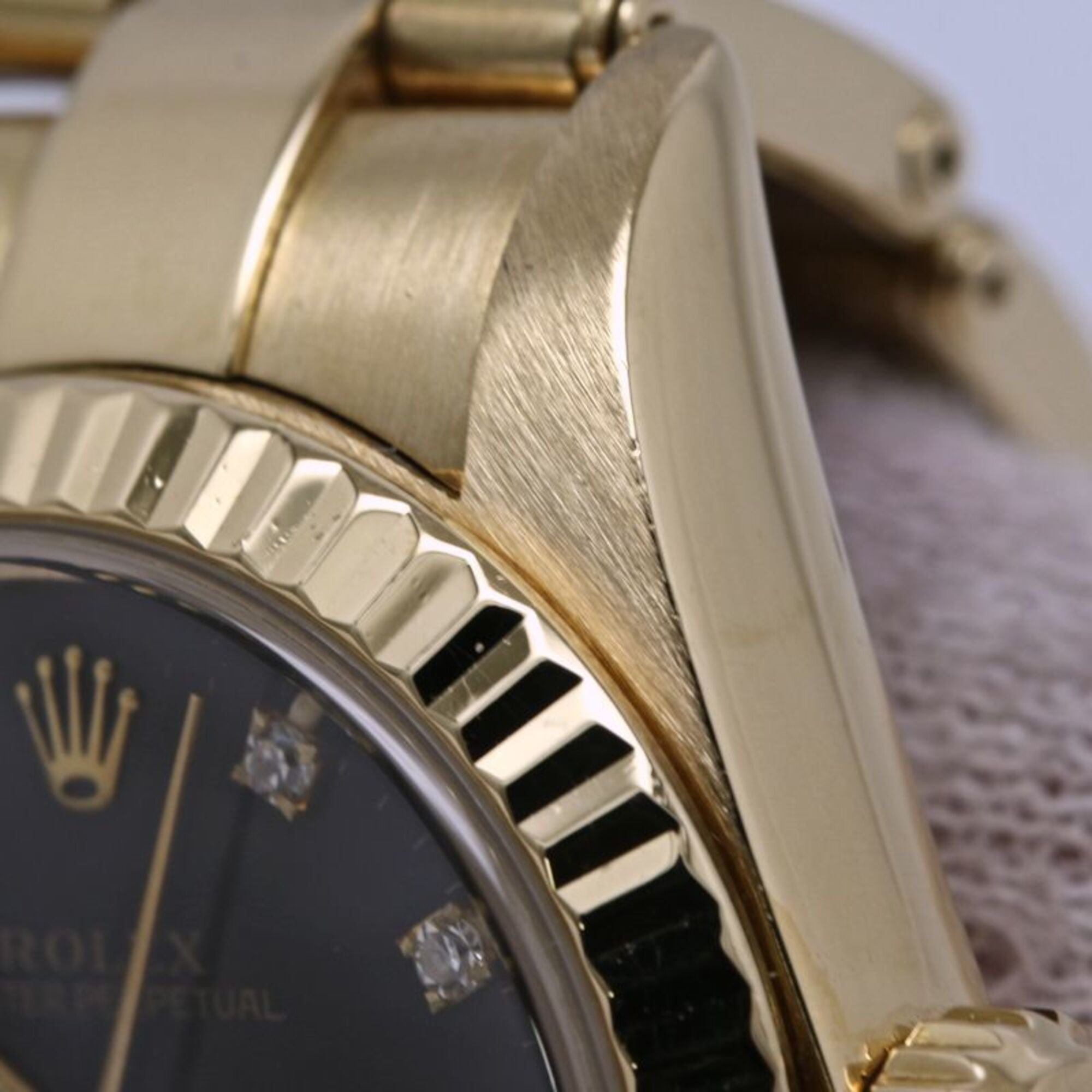 ROLEX Oyster Perpetual 11P Diamond 67198G Women's Watch 18K Yellow Gold 40582 — Good