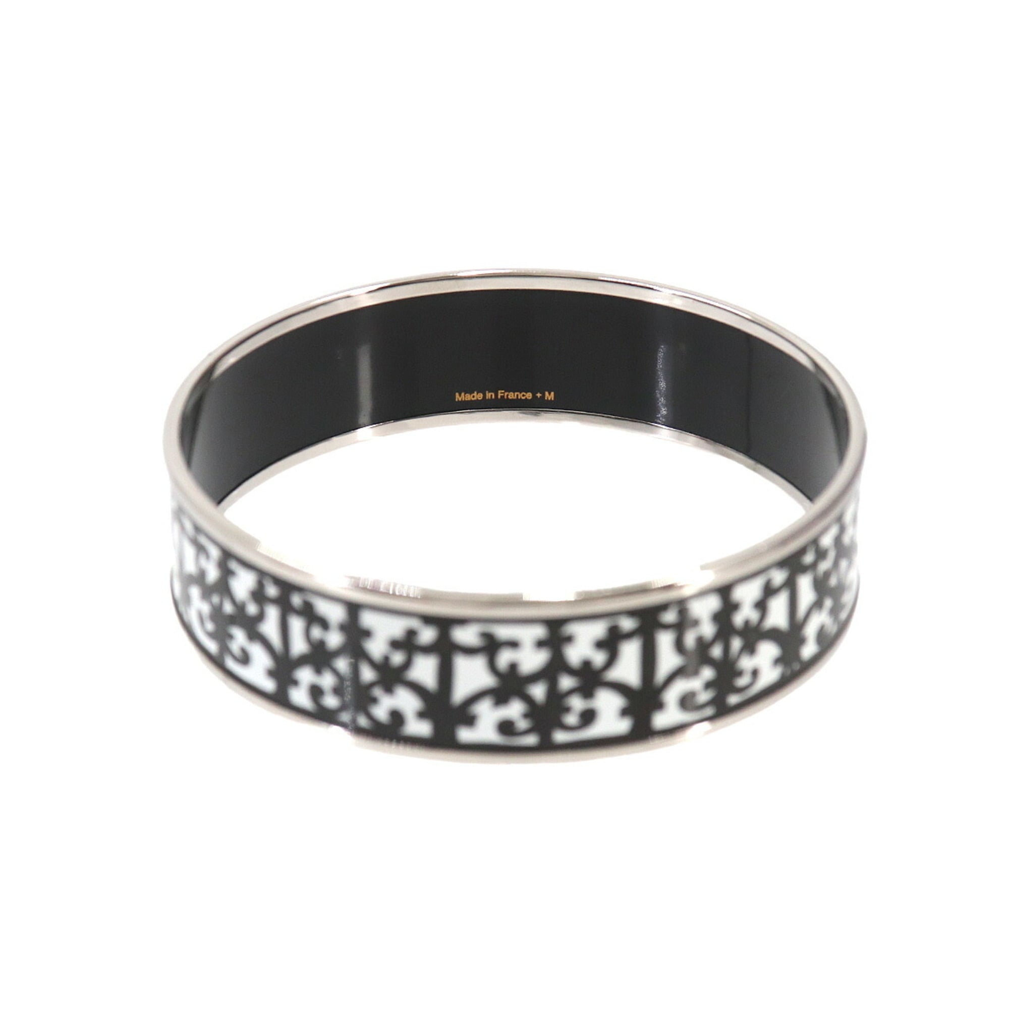 Hermes HERMES Email GM Bangle Bracelet Guadalquivir Black White Silver — New - Store Return