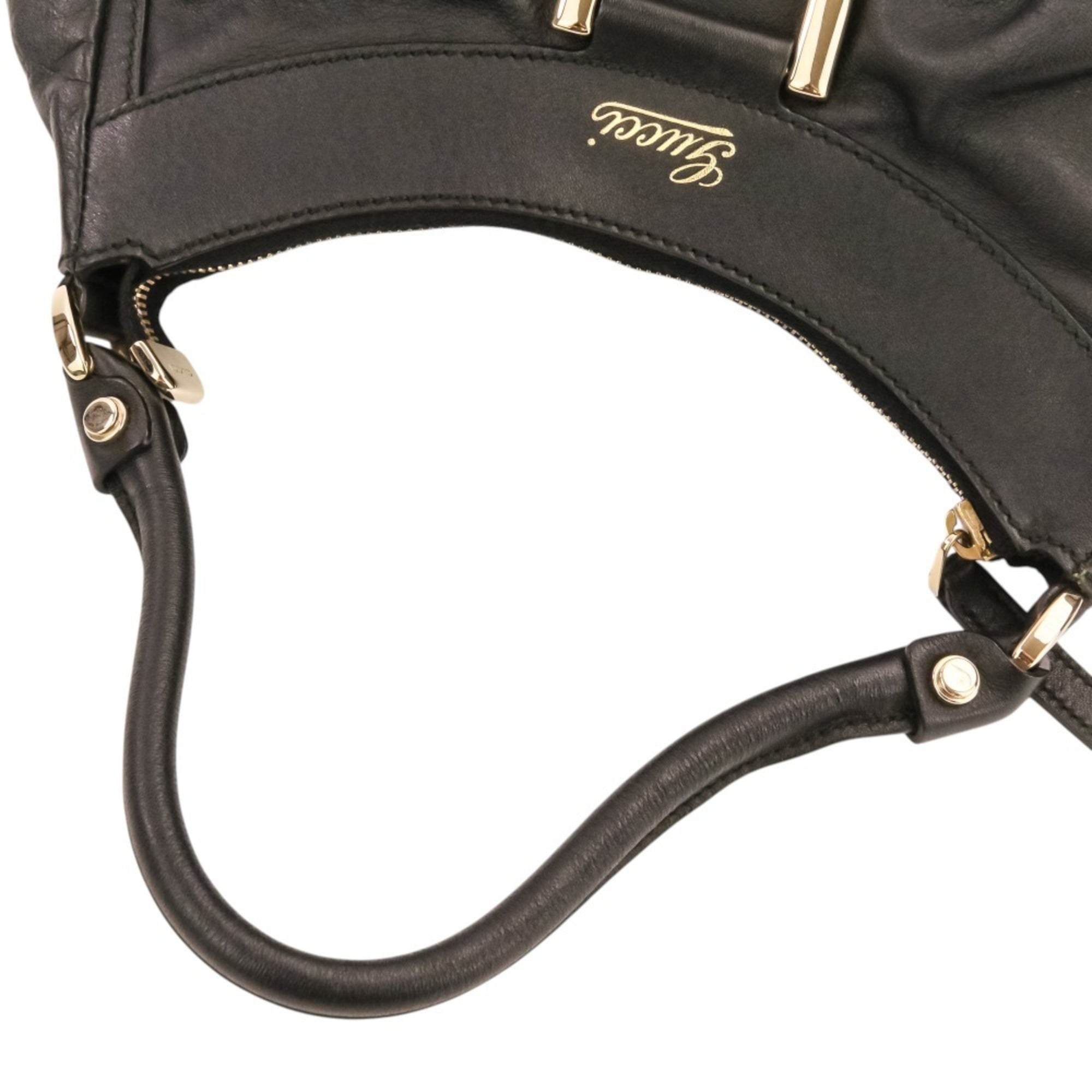 GUCCI Leather One-Shoulder Bag Handbag 190525 493075 Black Women's — Like New
