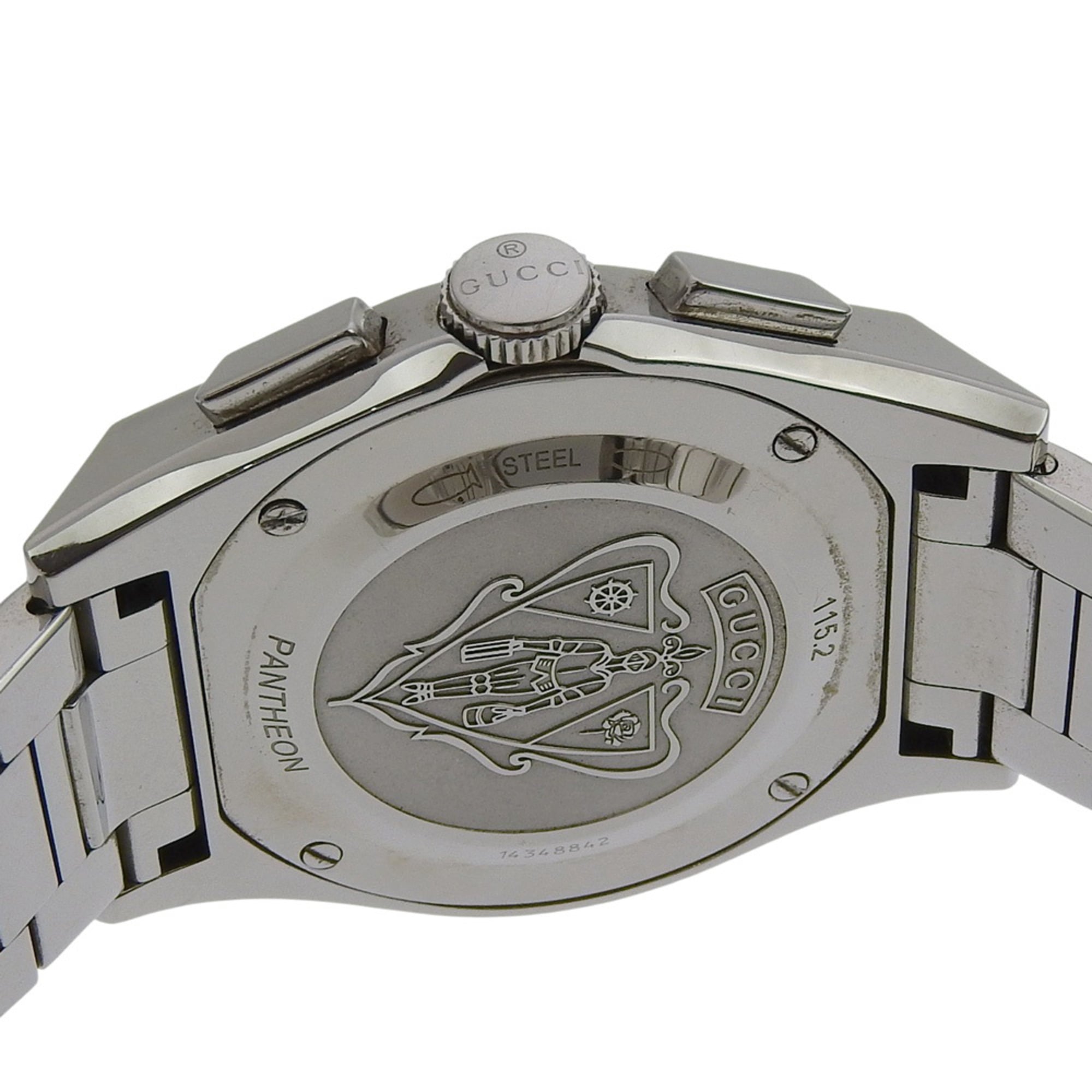 Gucci Pantheon Men's Watch 115.2/YA115235 Stainless Steel Quartz Chronograph with Black Dial — Very Good