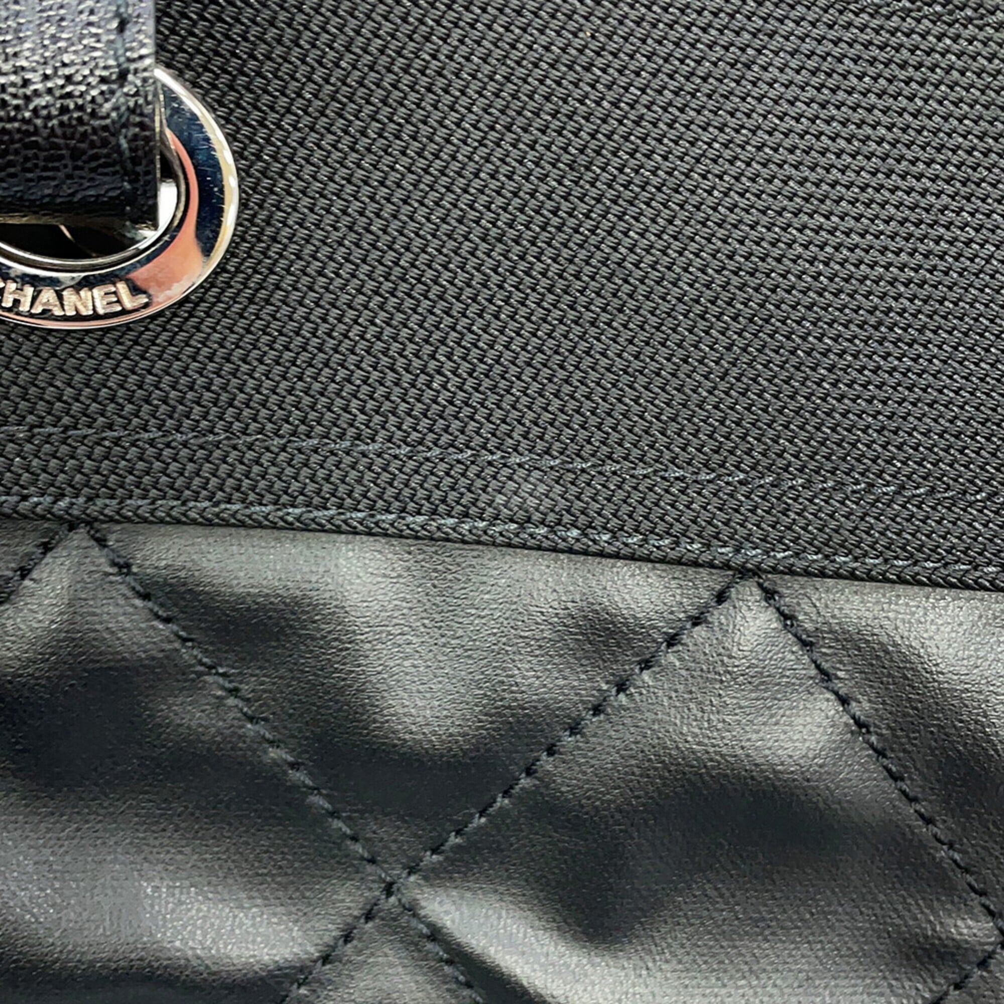 Chanel Matelassé Paris Biarritz Tote MM Coco Charm A34209 CHANEL Black Handbag Women's — Like New