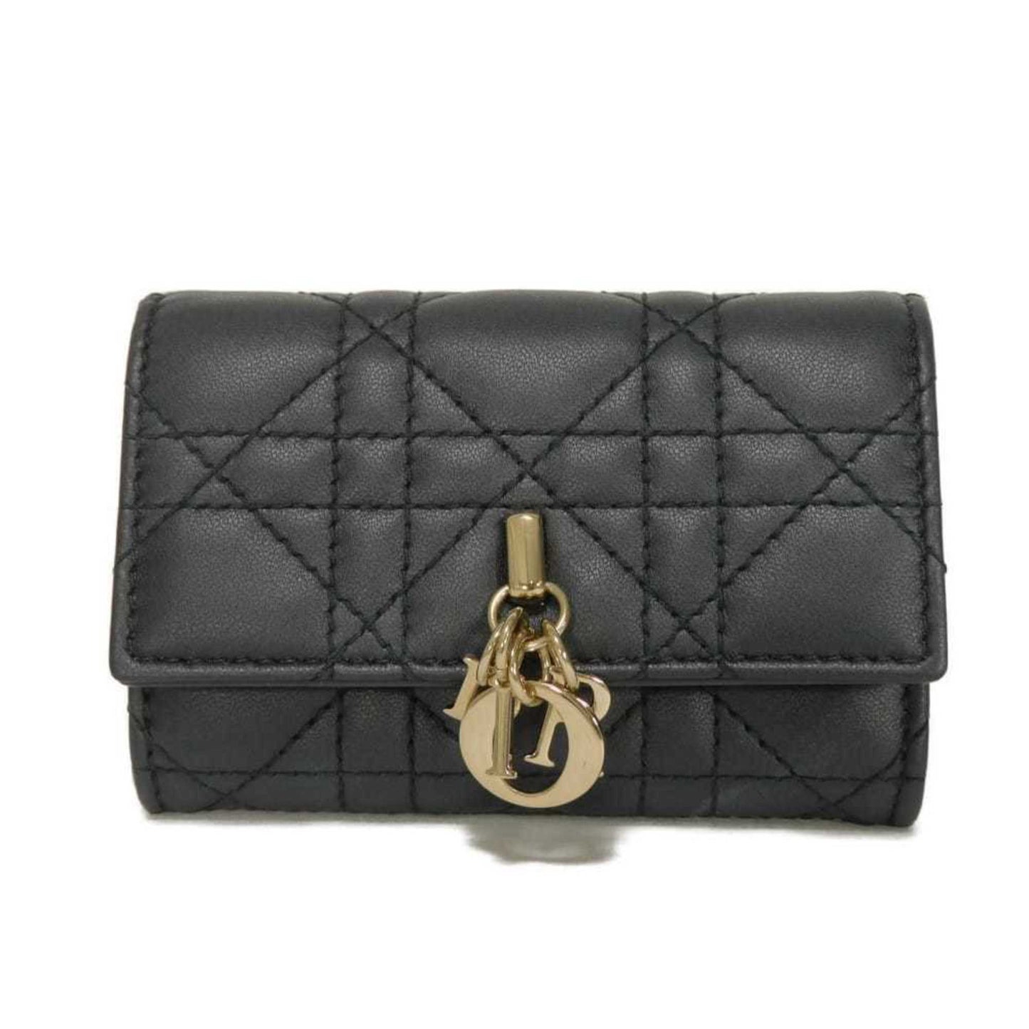 Christian Dior Dior Women's Glycine Bifold Wallet with Charm, Coin Case, Card and Cannage Design in Black (S0966ONMJ_M900)