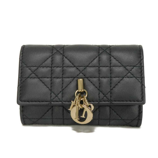Christian Dior Dior Women's Glycine Bifold Wallet with Charm, Coin Case, Card and Cannage Design in Black (S0966ONMJ_M900)