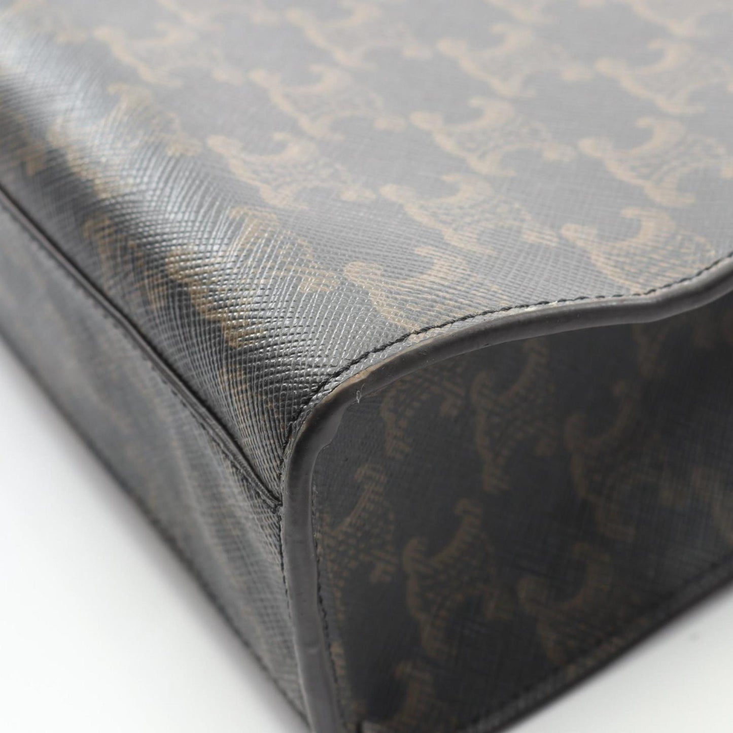 Celine Small Vertical Cabas Triomphe Tote Bag, Coated Canvas and Leather, Women's, Black Brown, 191542