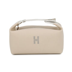 Hermes handbag pouch Bride à Black PM beige canvas HERMES — Like New