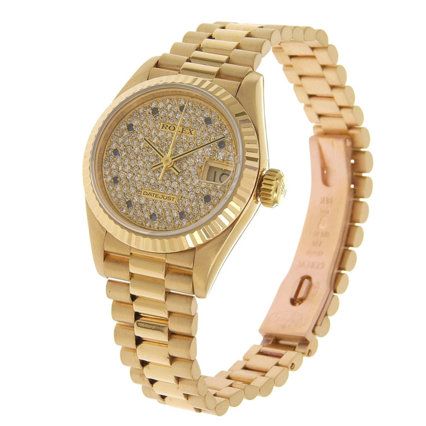 Rolex Datejust Caliber 2135 Watch, 69178ZS, 18K Yellow Gold with Sapphires and Diamonds, Automatic, Analog Display, Dial, Women's