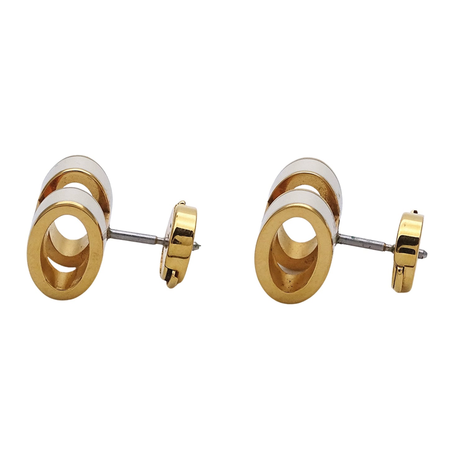 Hermes Hermès earrings for women, branded pop ash, gold and white