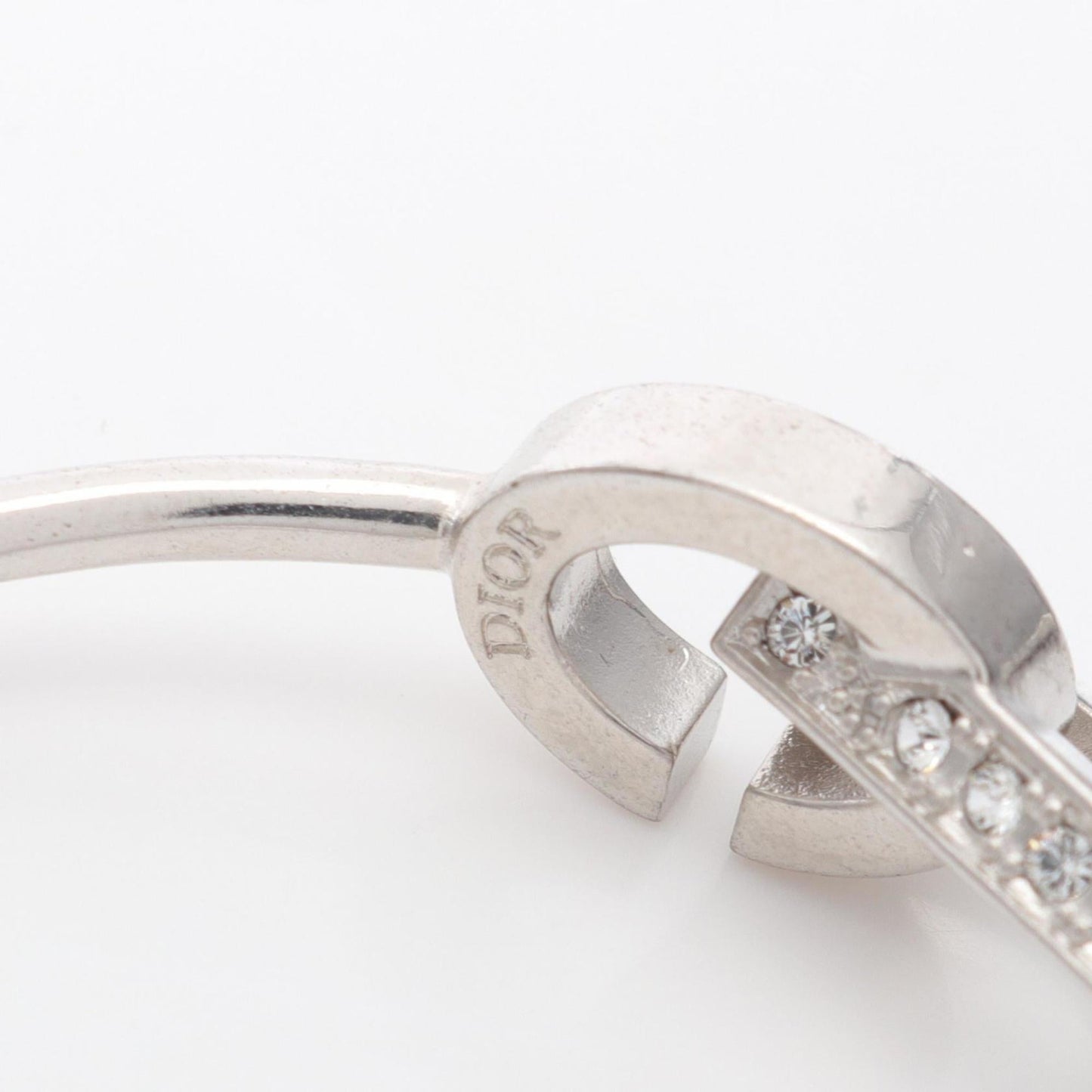 Christian Dior Dior CD LOCK Hoop Earrings in Stainless Steel with Crystals, Silver and Clear