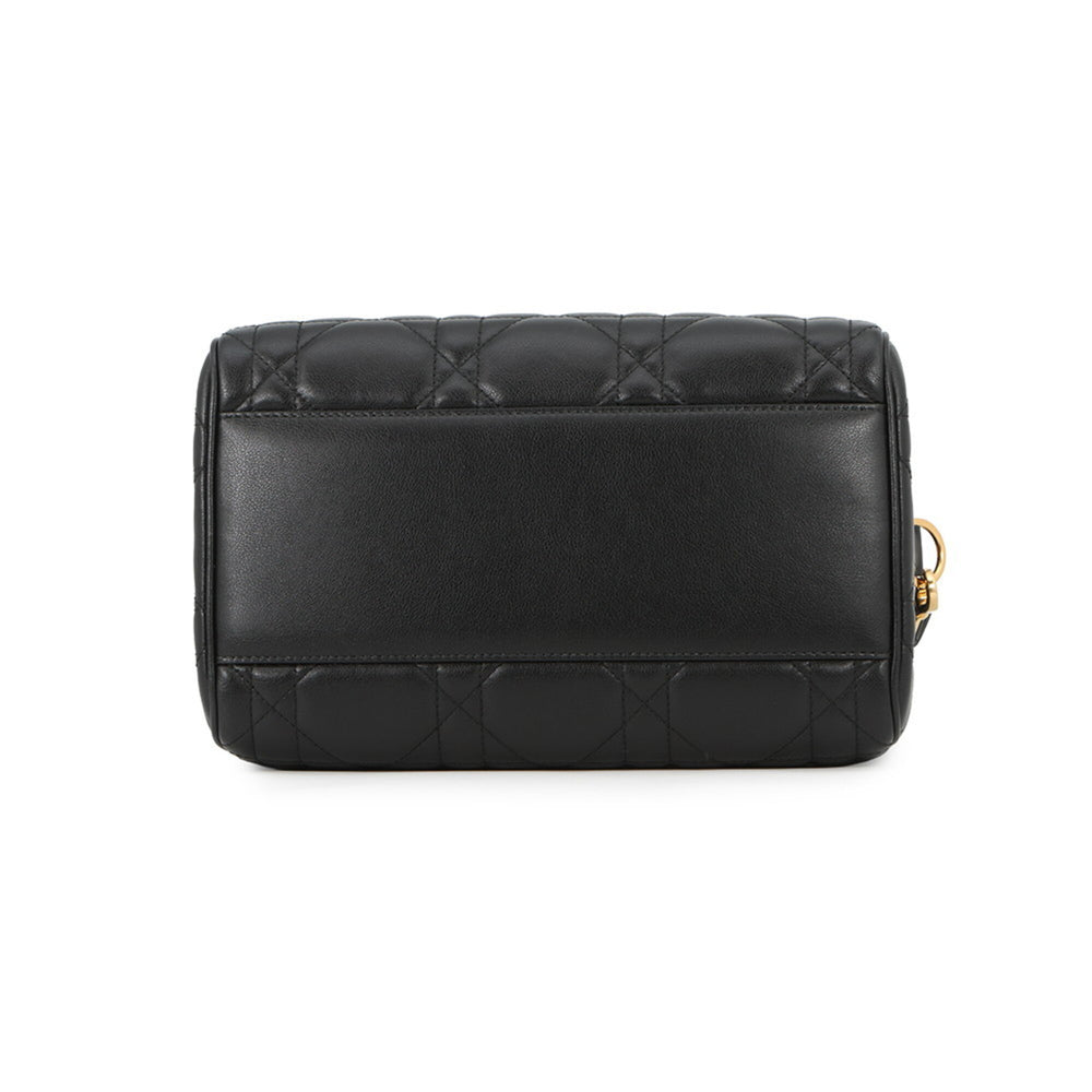 Christian Dior Macro Cannage Groove 25 Medium Calf Leather Handbag M1365UBOL 2-way Black for Women — Like New