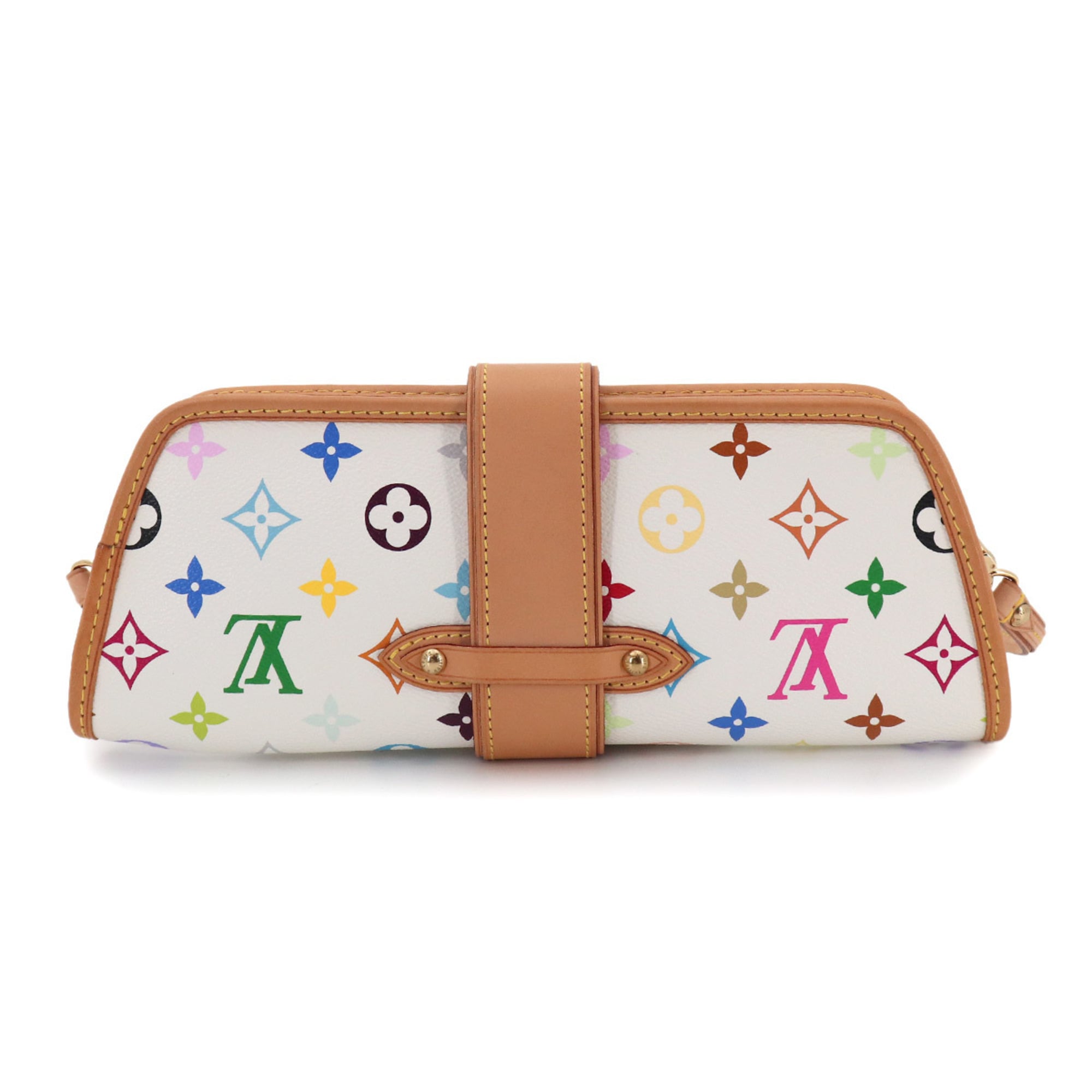 Louis Vuitton Monogram Multicolor Shirley 2-way Shoulder Clutch Handbag Blanc M40049 — Like New