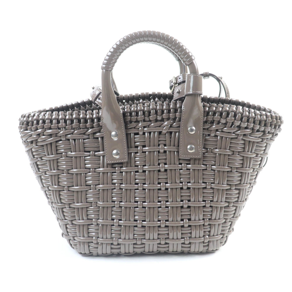 BALENCIAGA 671342 Bistro XS Shoulder Bag, Enamel, 2-Way, Gray, Includes Dust Made in Italy, Women's — Like New