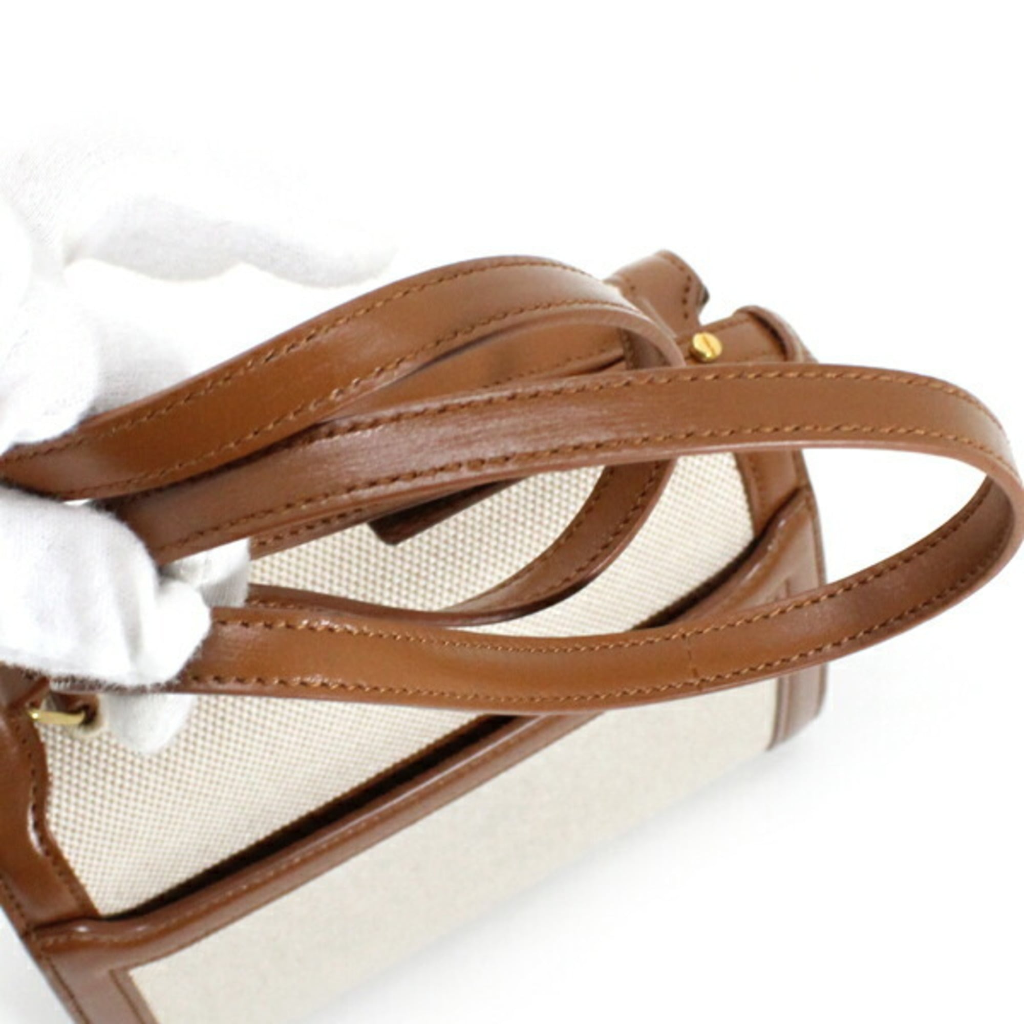 YSL Saint Laurent Cassandra Mini Shoulder Bag, Women's Canvas Brown, KM3046 — Like New