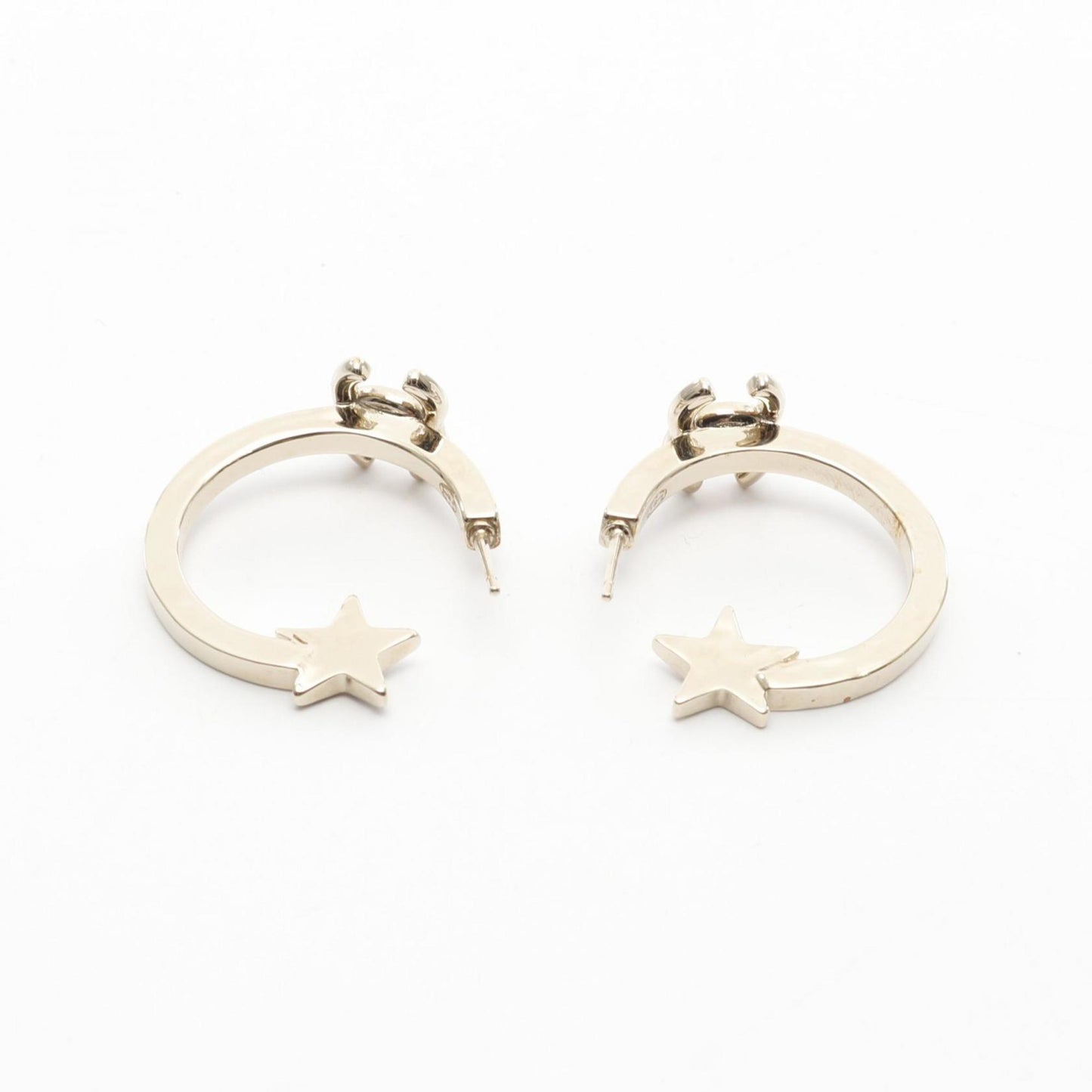 CHANEL Coco Mark Star Hoop Earrings with Gold-Plated Rhinestones for Women, Available in Gold and Clear
