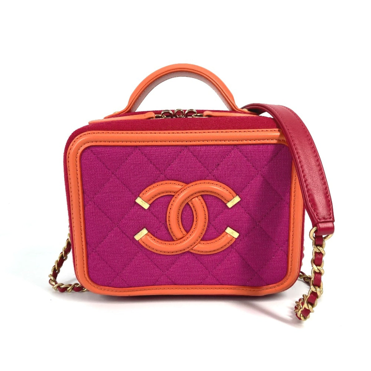 Chanel CC Mark Crossbody 2WAY bag Chain Shoulder Bag Red Orange — Like New