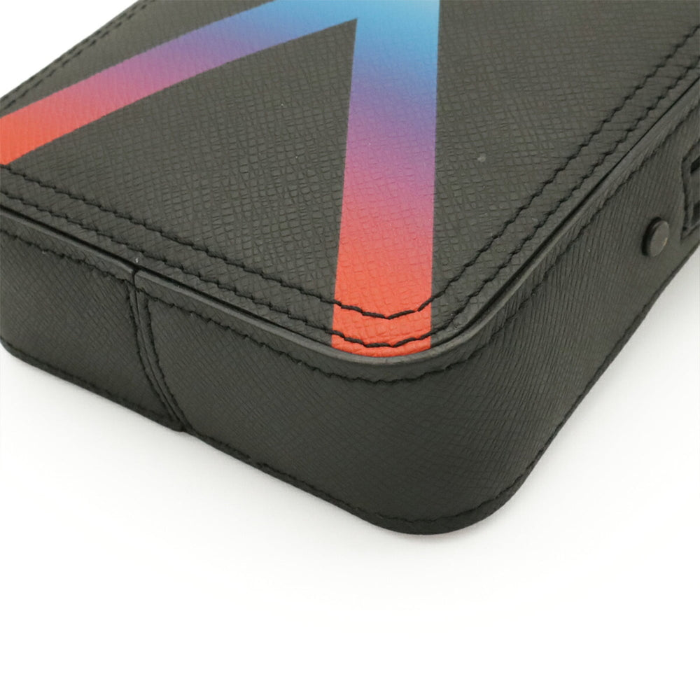 LOUIS VUITTON Taiga Rainbow Danube Shoulder Bag Pochette Leather Noir M30332 — Like New