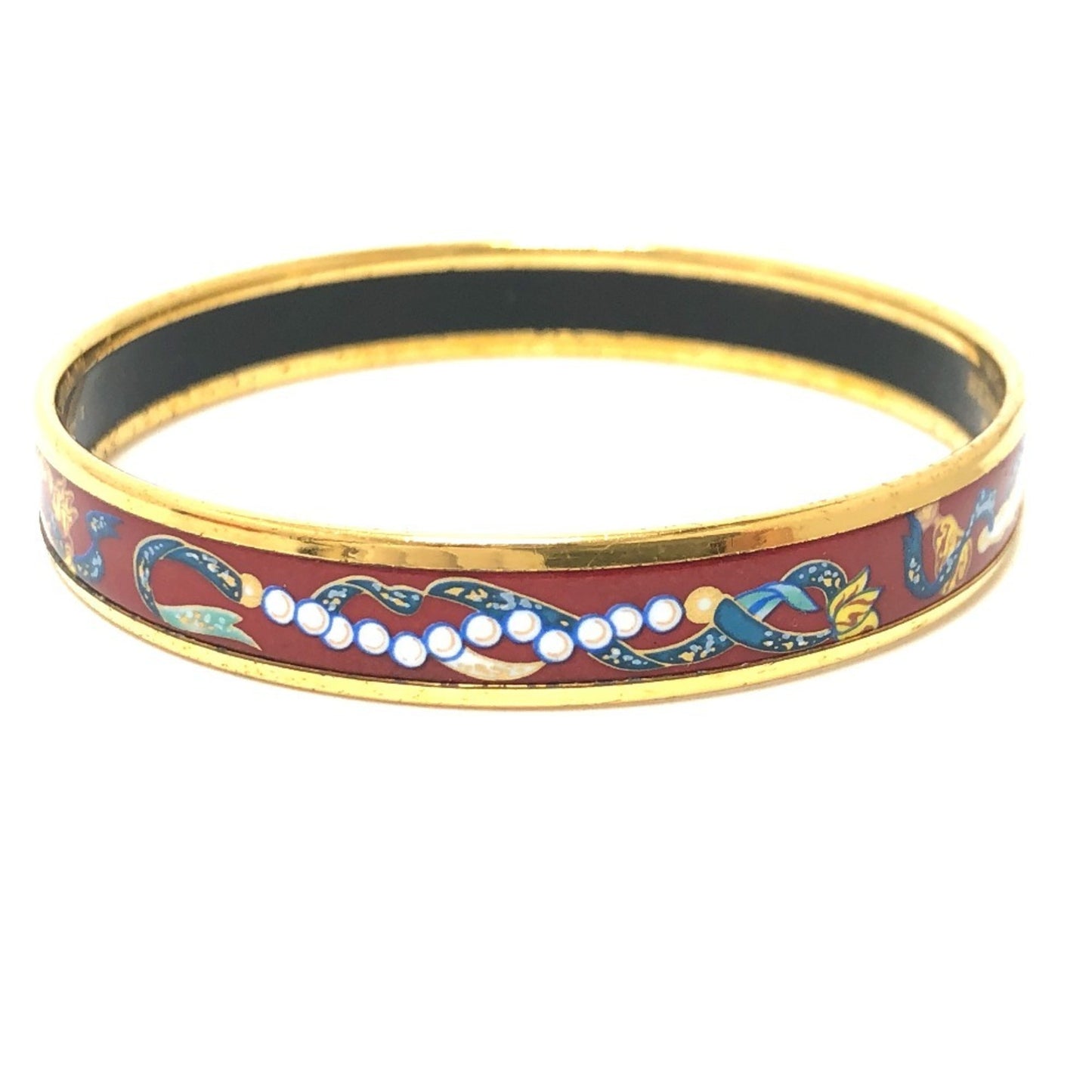 HERMES Hermes Enamel PM Bracelet/Bangle GP/Enamel Women's Red