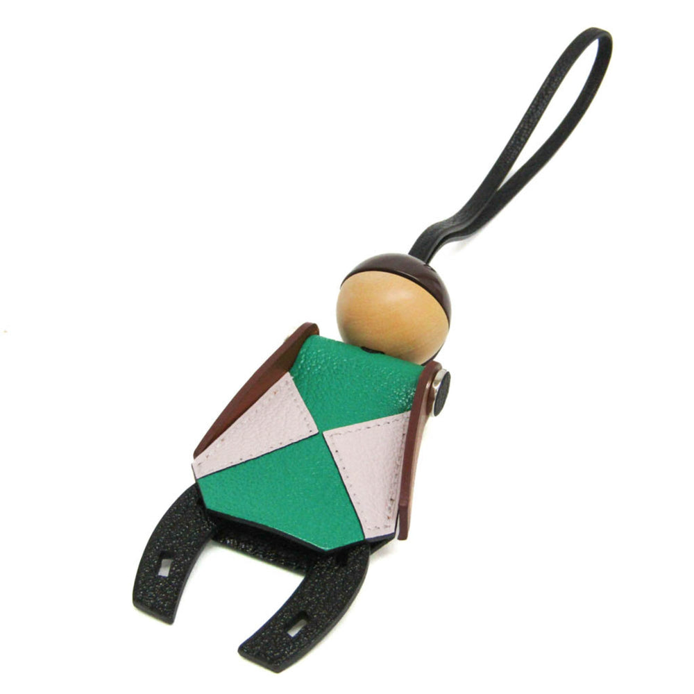 Hermes Barenia Leather,Chevre Myzore Leather Handbag Charm Brown,Green,Light Pink Jockey Charm — Like New