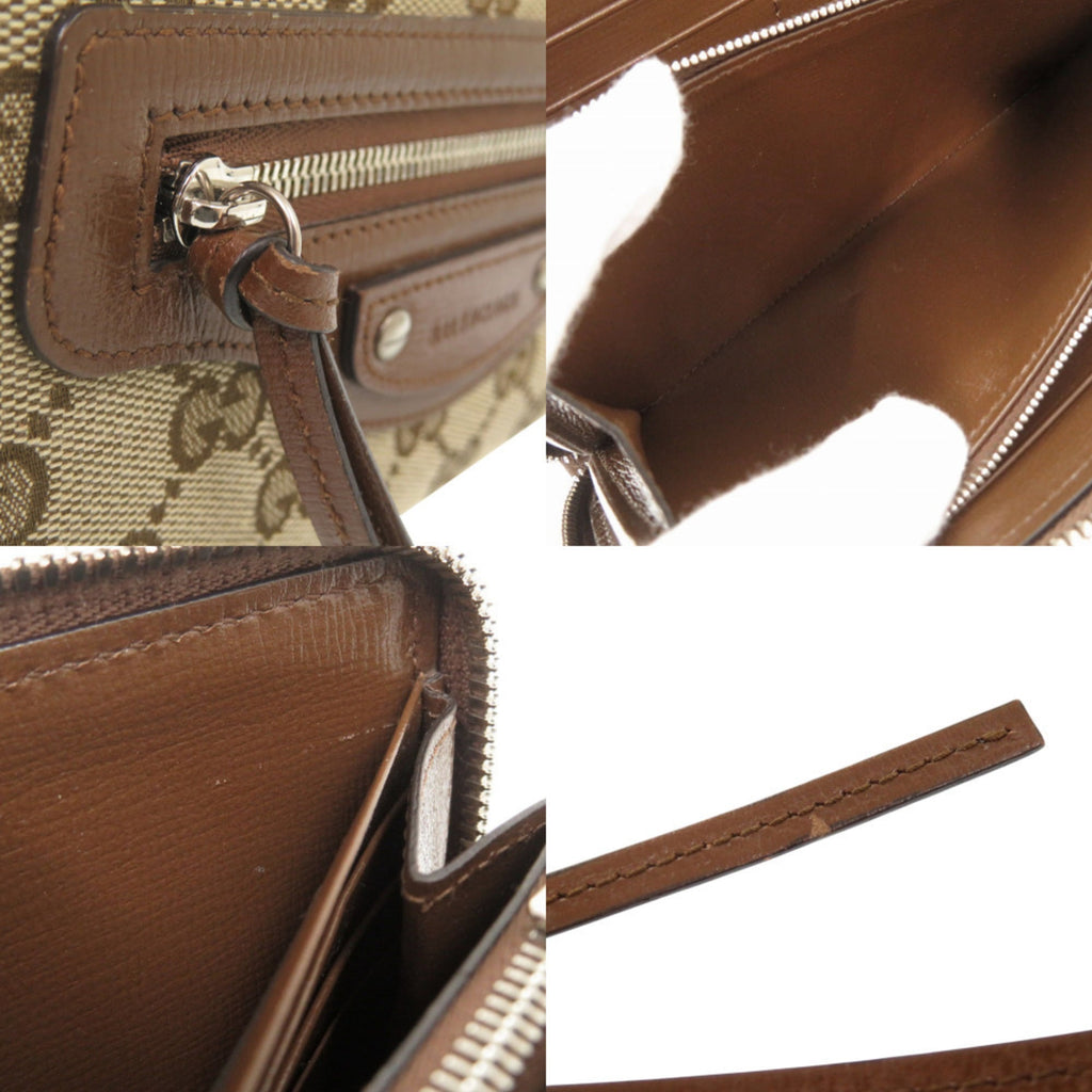 Like new Gucci x Balenciaga The Hacker Project Neo Classic 681710 GG canvas and leather beige/brown round zipper long wallet 1086 GUCCI