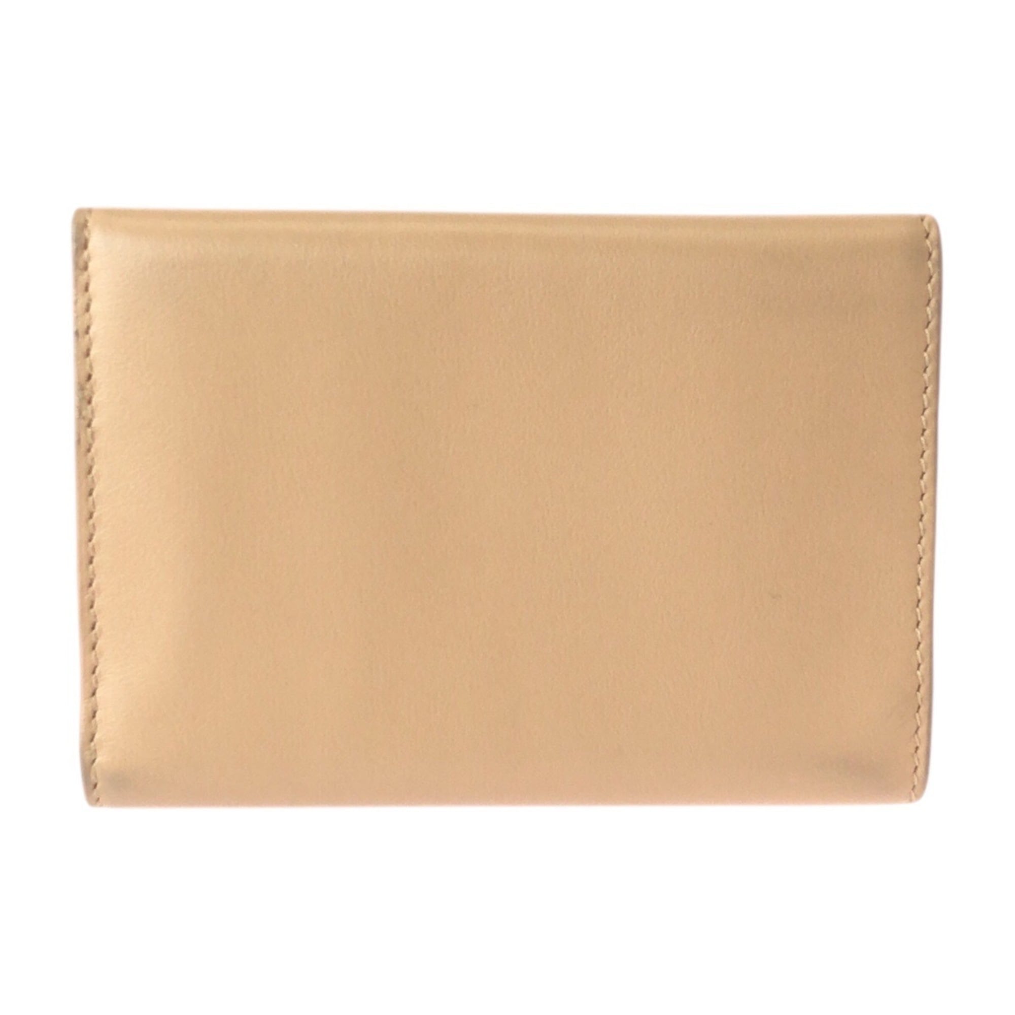 BALENCIAGA Beige Gold Hardware Leather Compact Wallet 73630 9607 O 555583 Women's
