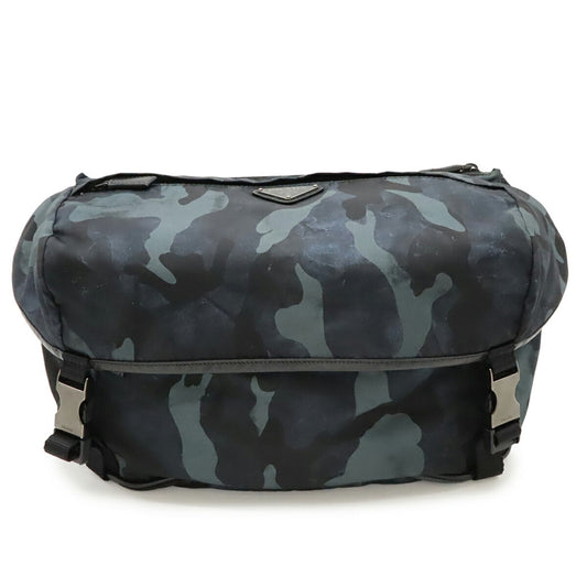 PRADA Prada Camouflage Nylon and Leather Body Bag Shoulder Navy Multicolor 2VH991