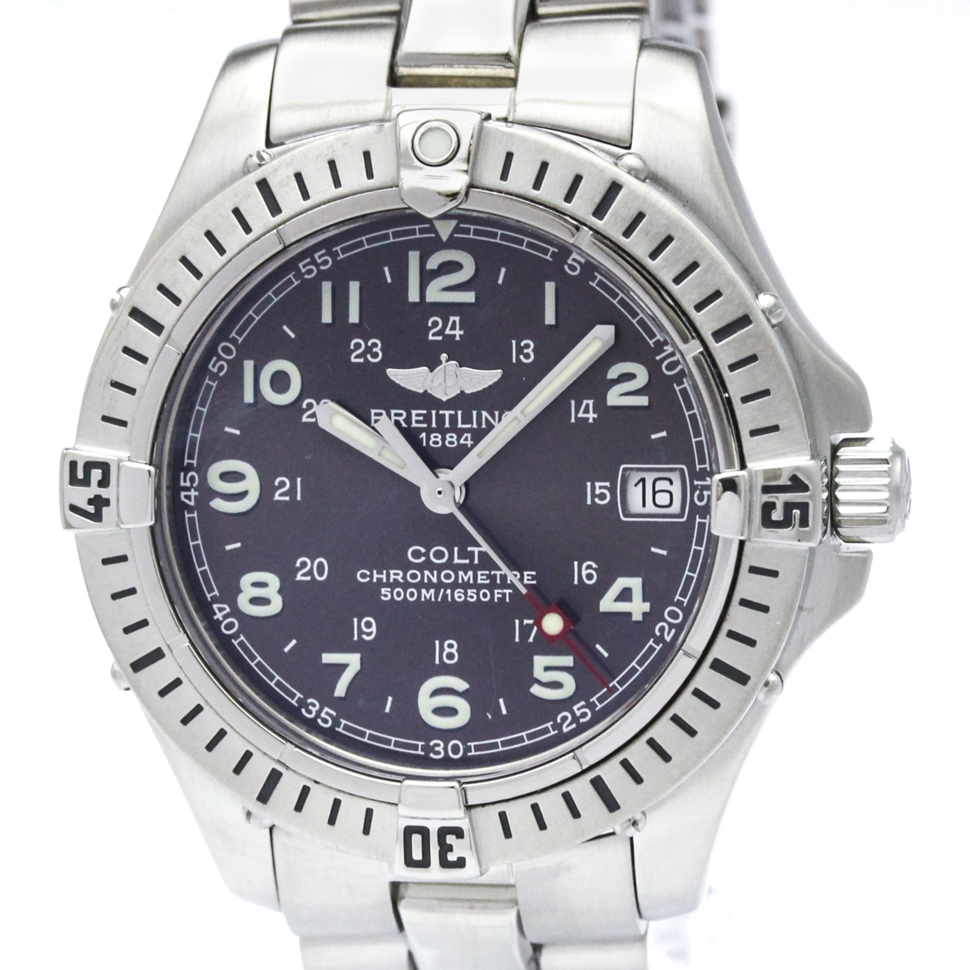 BREITLING Colt Stainless Steel Quartz Mens Watch A74350 Polished — Very Good