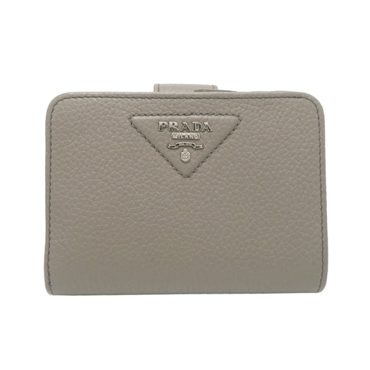 Prada L-shaped zipper wallet, women's bifold 1ML018, leather, gray
