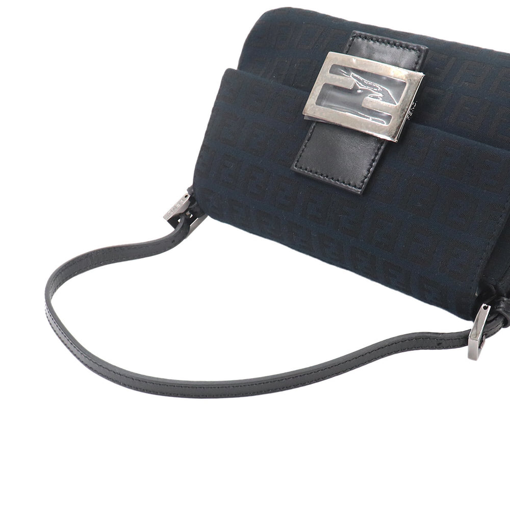 Fendi Zucchino Mini Mamma Baguette Shoulder Handbag, Canvas and Leather, Black, 8BR180, Gunmetal Hardware — New - Store Return