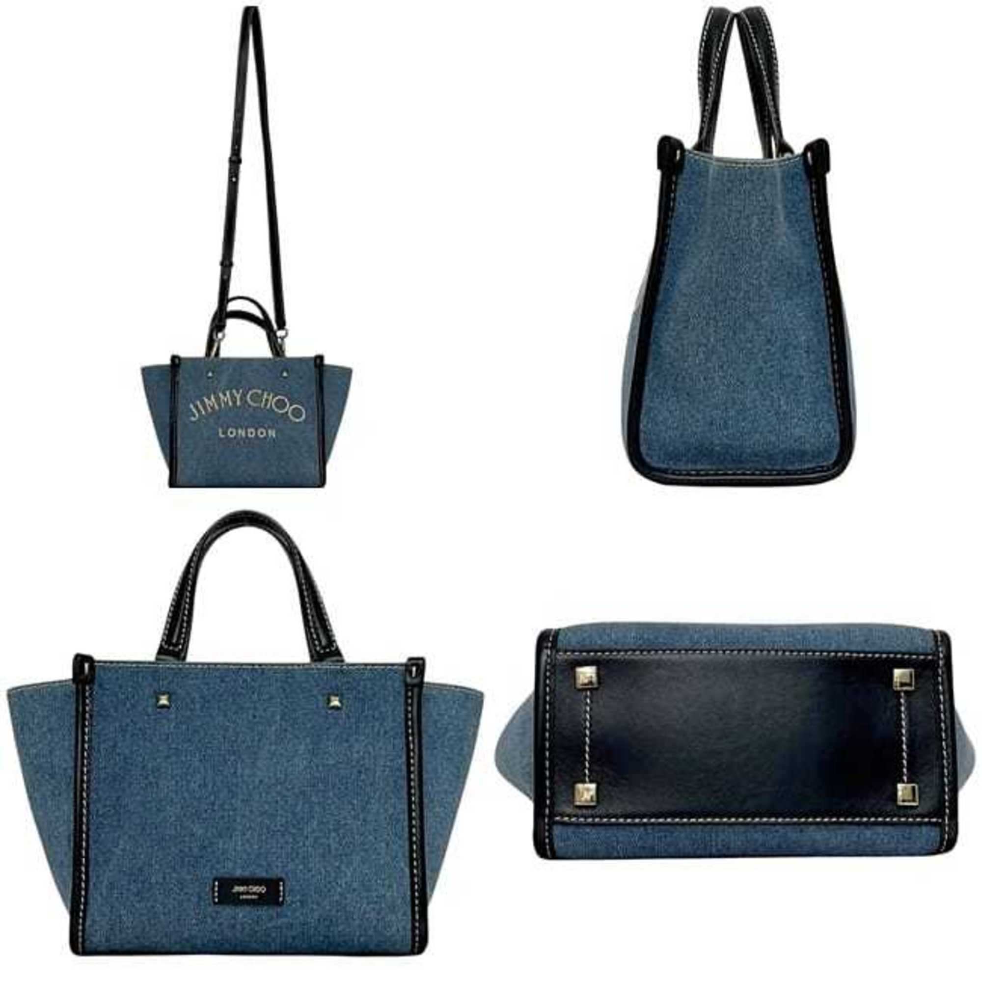 Jimmy Choo 2-way bag f-24513 denim blue navy JI1630AW001266 washed leather 55SG JIMMY CHOO handbag crossbody shoulder embroidered women's