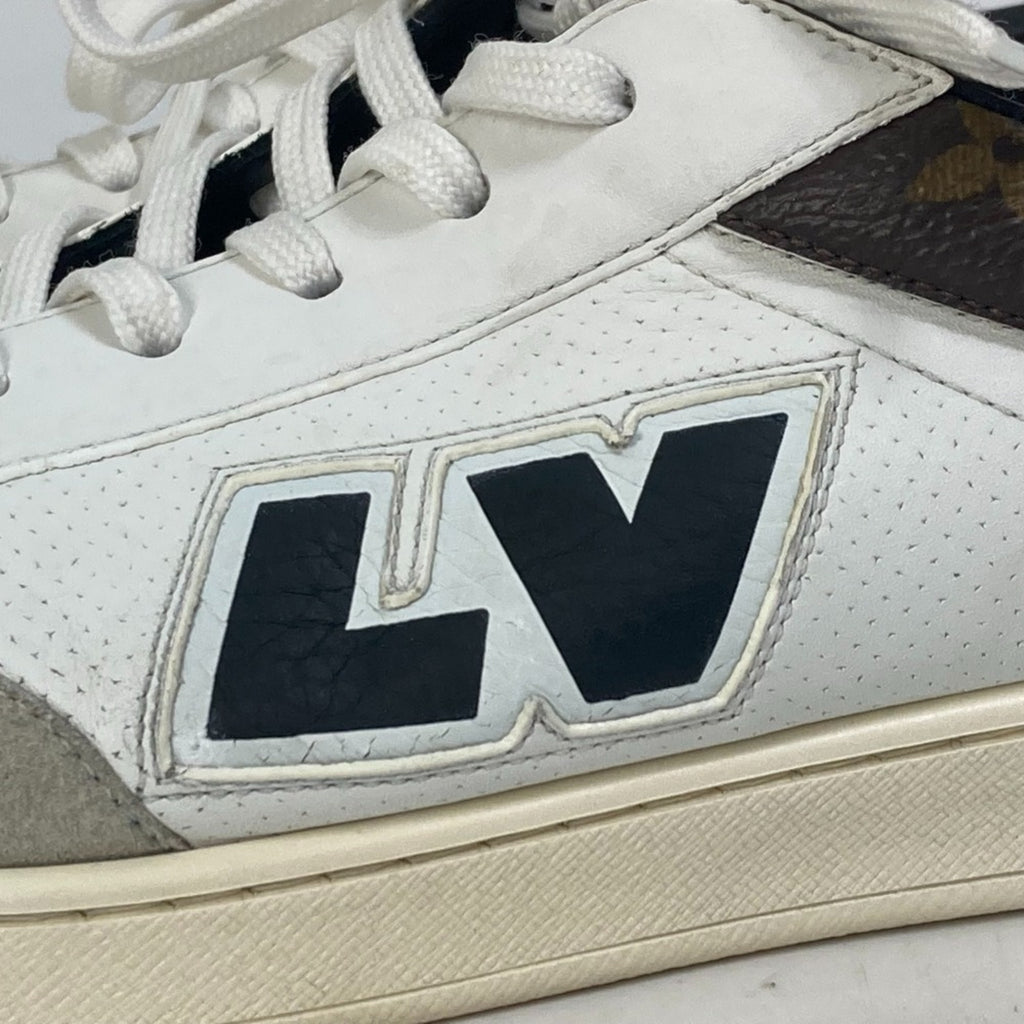 LOUIS VUITTON Luxembourg Line Monogram Logo Lace-Up Leather Sneakers Men's White